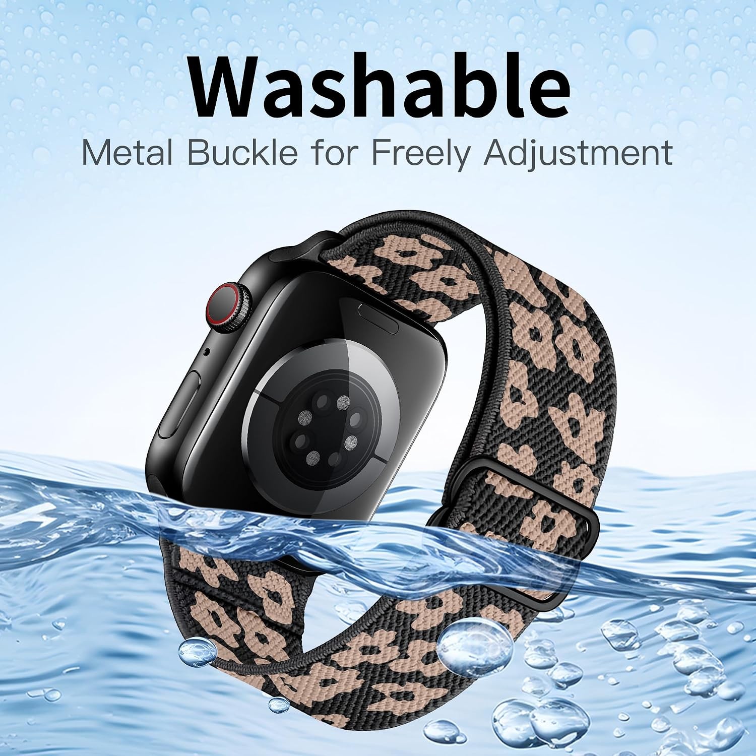Floral Stretchy Solo Loop Strap Compatible with Apple Watch 38mm 40mm 41mm