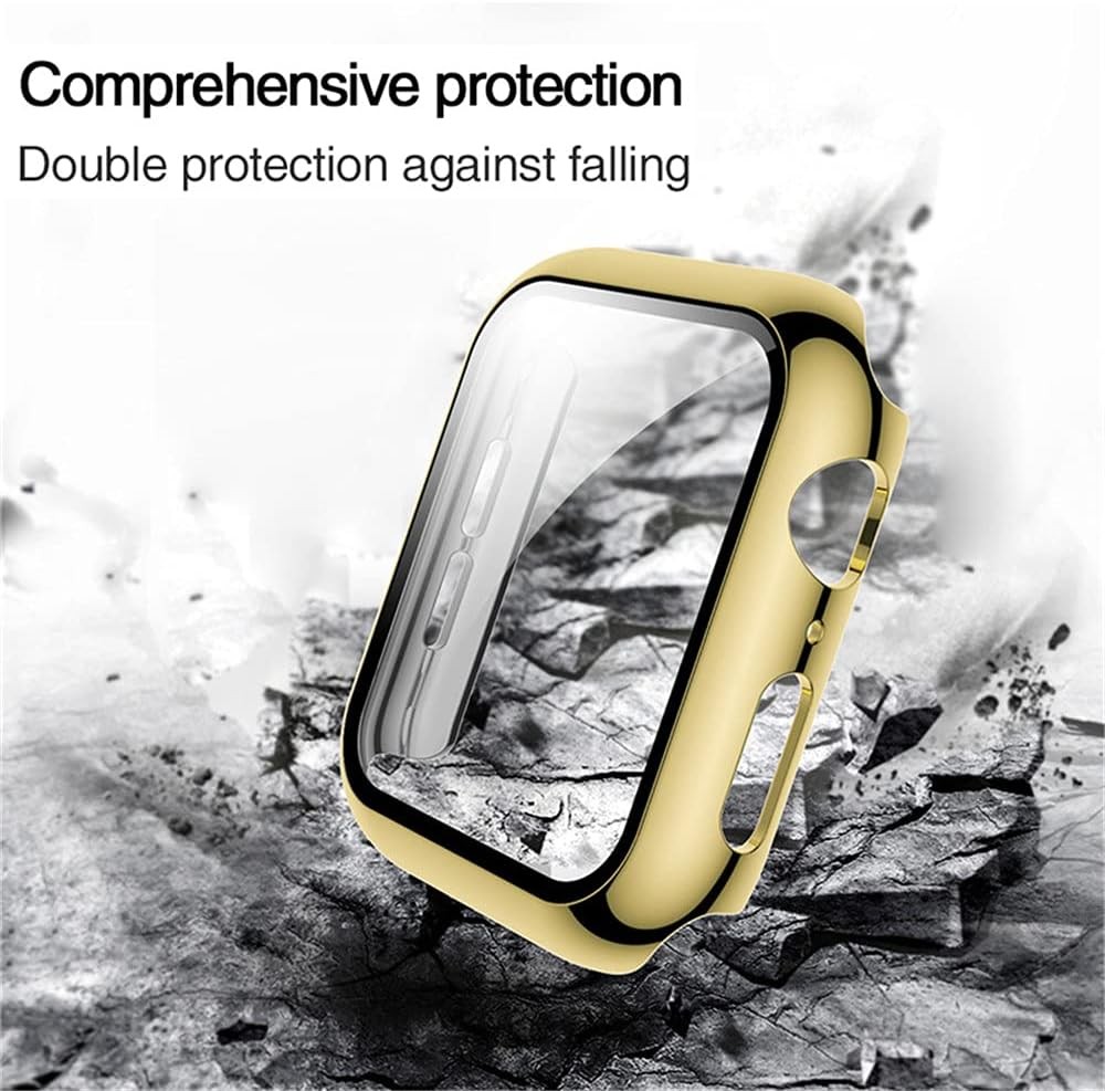 Gold Hard Plated Bumper Case for Apple Watch Series 11 46mm with Tempered Glass