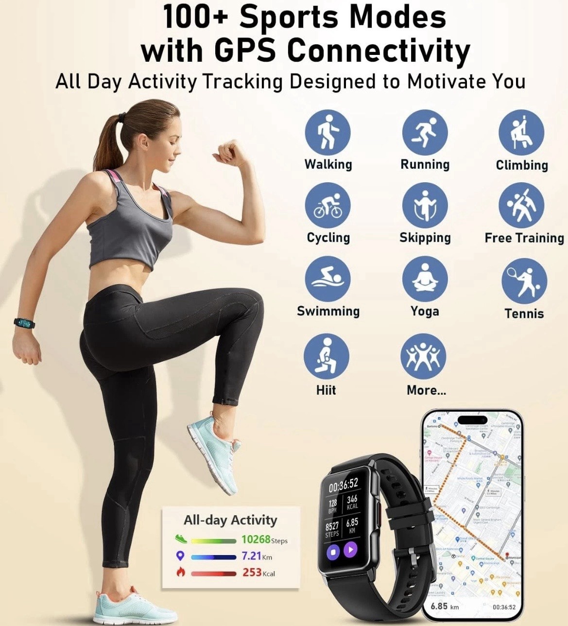 Smart Watch Health Fitness Tracker with 24/7 Heart Rate, Blood Oxygen Pressure