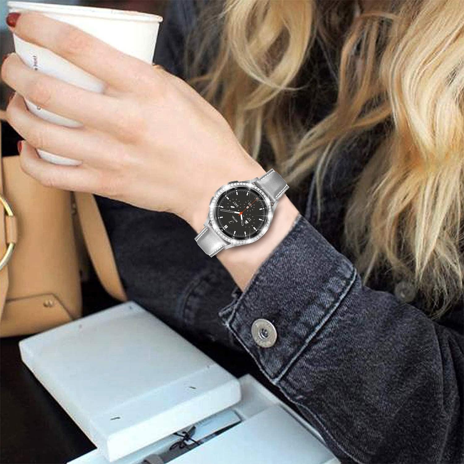 Bling Diamond Bezel Cover for Samsung Galaxy Watch 4 Classic 42mm, Gear Sport