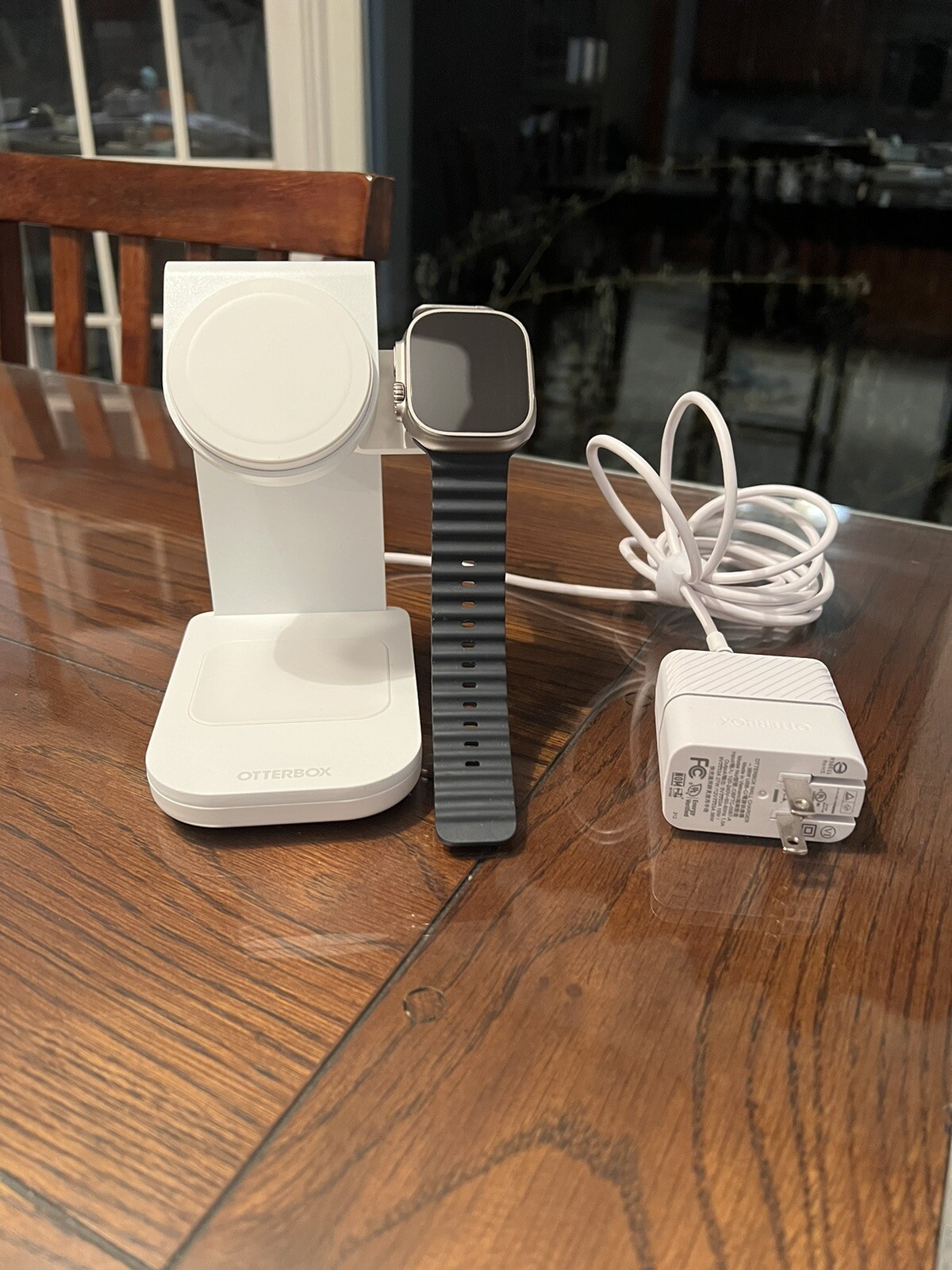 Apple Watch Ultra With 3-1 Otterbox Charging station.