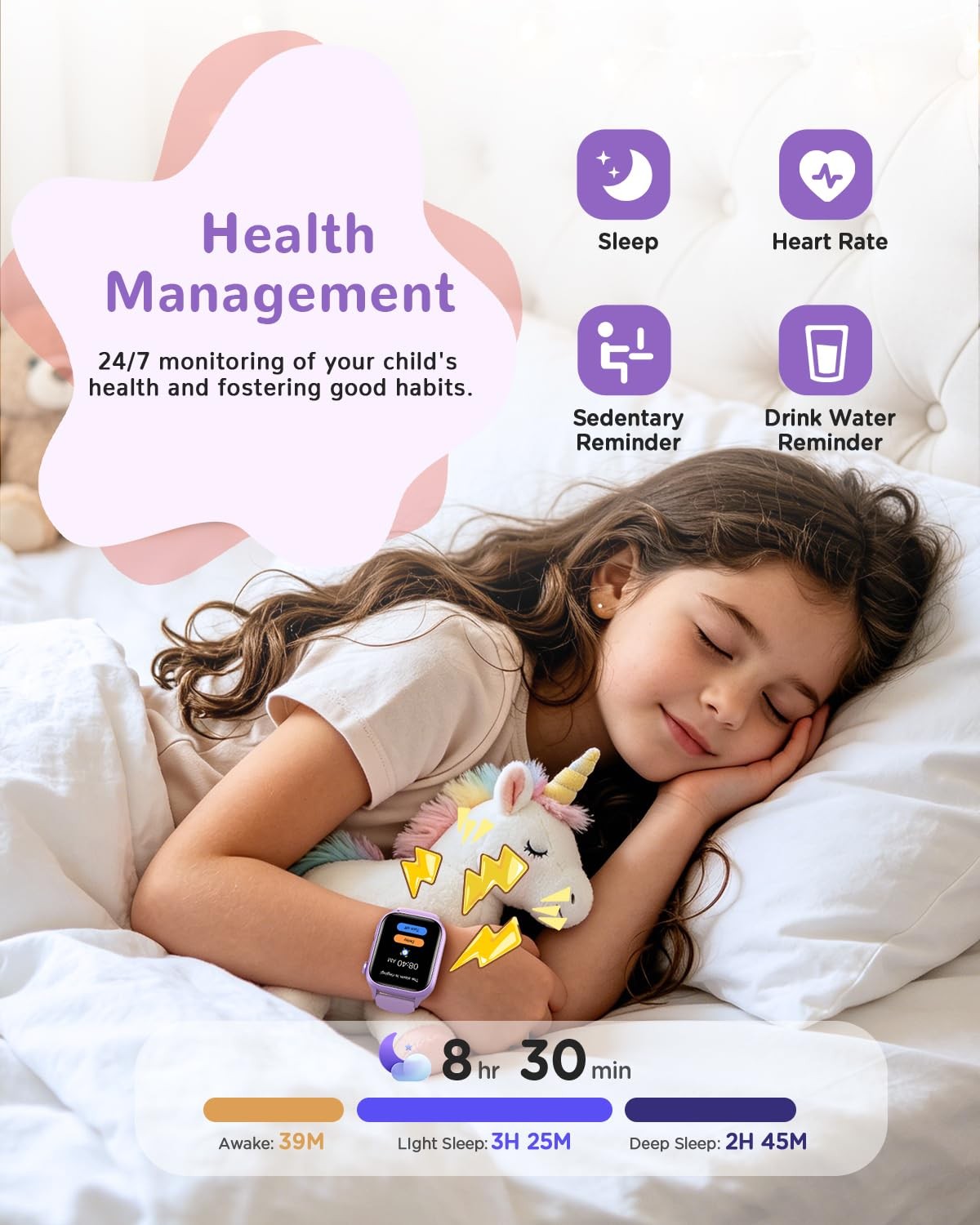RUXINGX Kids Smart Watch Purple 1.52″ Camera