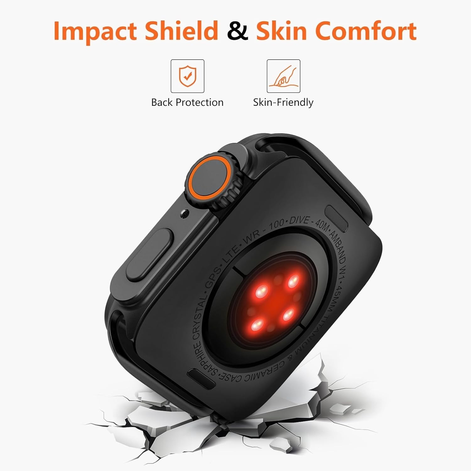 3 in 1 Metal Case for Apple Watch Series 9/8/7 45mm Rugged Bumper Protector