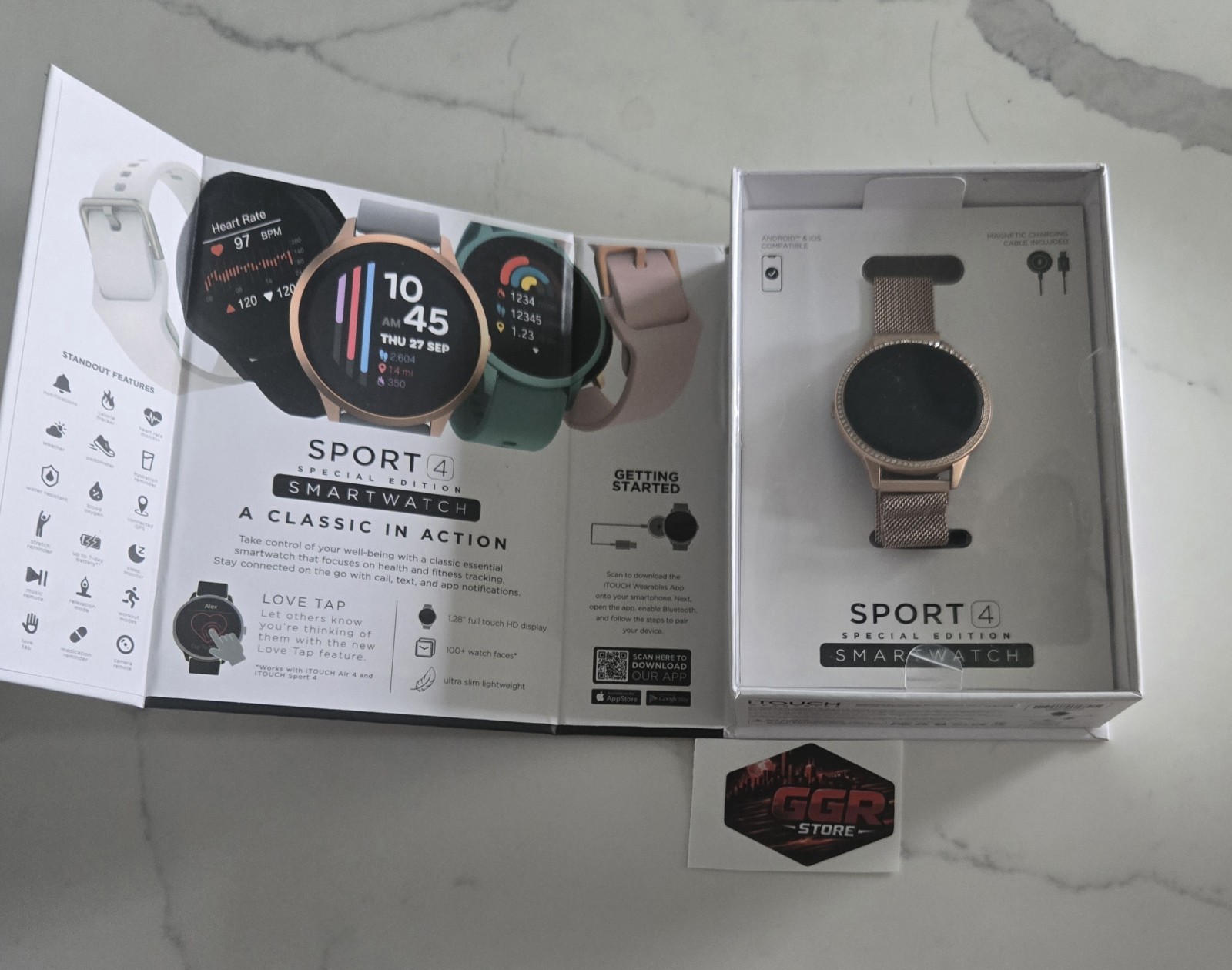 iTouch Sport 4 Unisex Adult Multi-Function Rose Goldtone Smart Watch TP4E02-C29