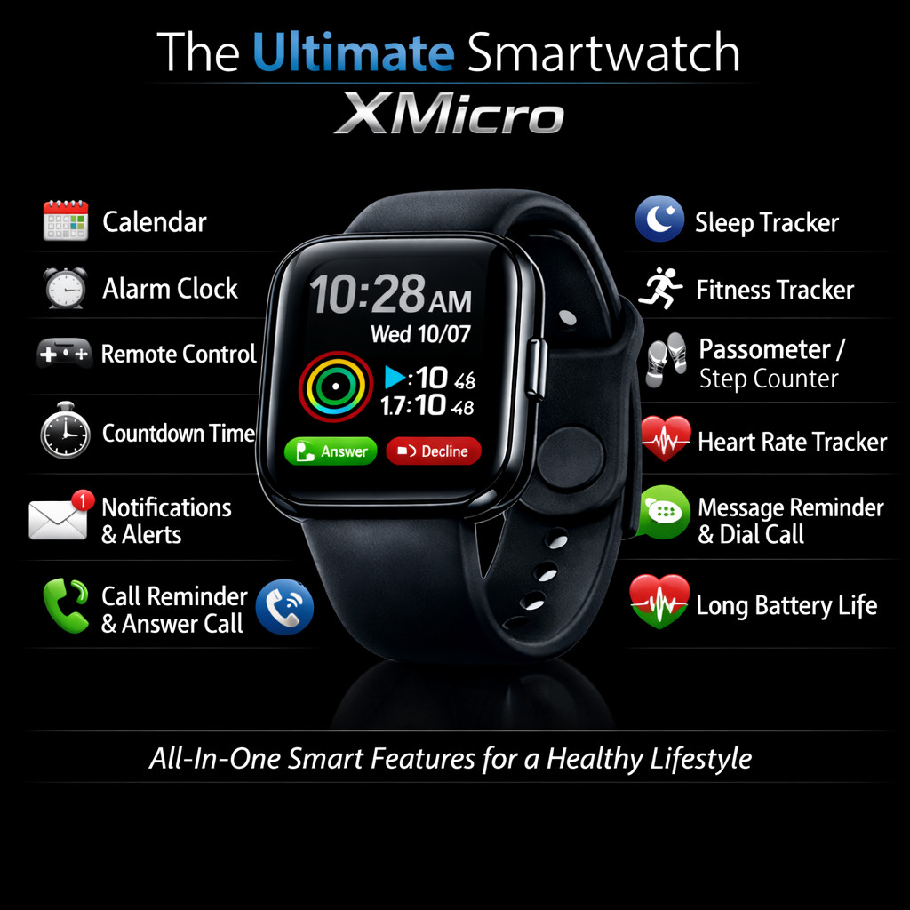 XMicro 2026 Smart Watch for Women Men, Fitness Track iPhone & Android Bluetooth