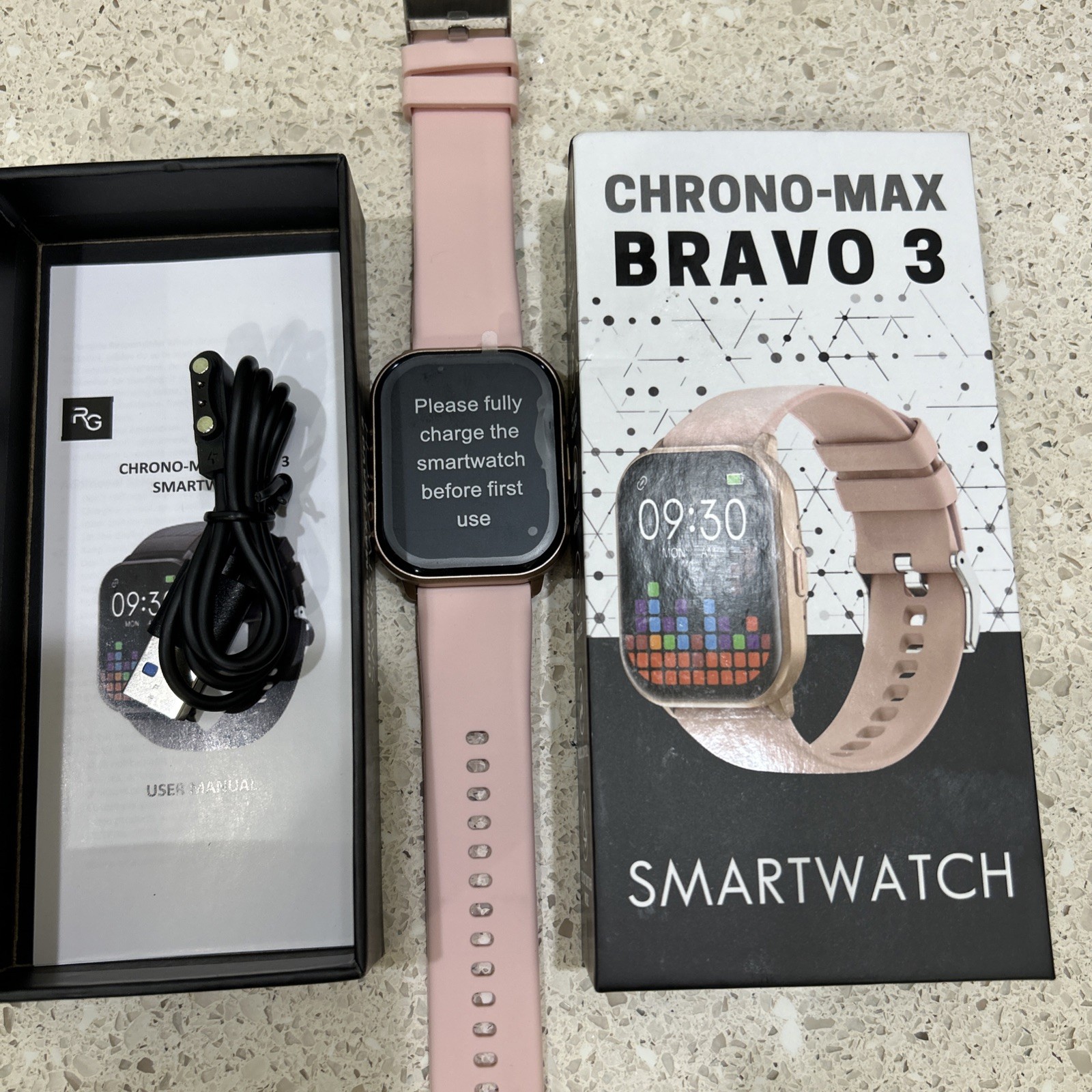 Chrono-Max Bravo 3 Smartwatch with 2.0 Screen Pink, Used One Time