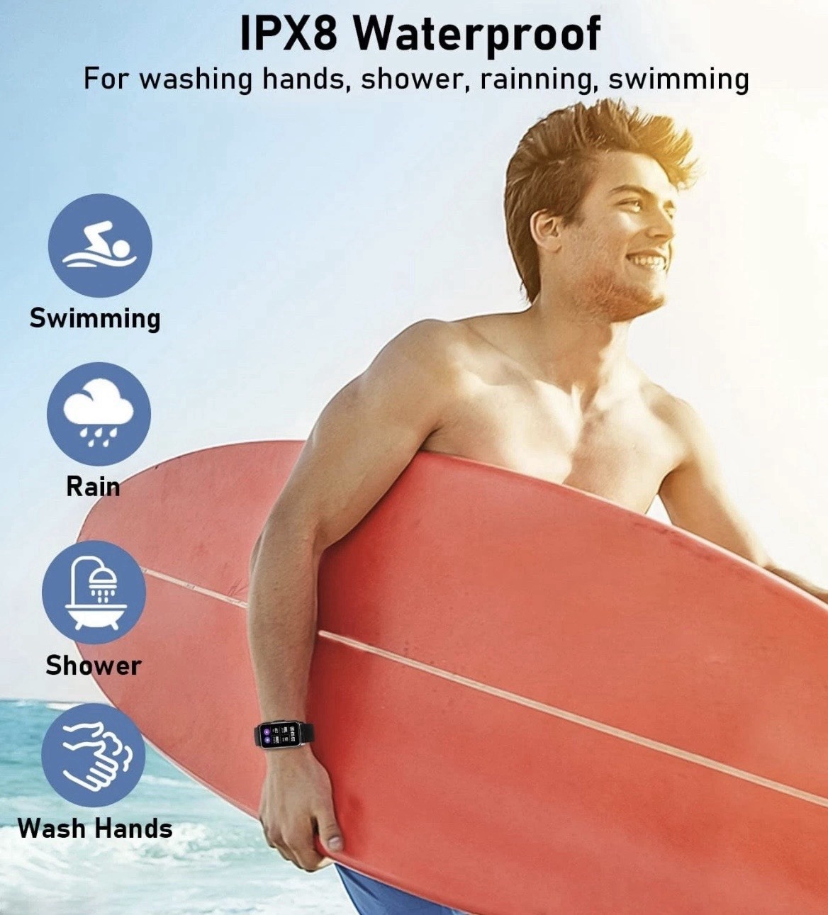 Smart Watch Health Fitness Tracker with 24/7 Heart Rate, Blood Oxygen Pressure