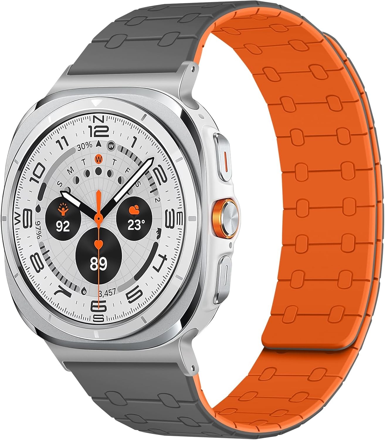 Gray/Orange Silicone Strap Compatible with Samsung Galaxy Watch Ultra 47mm