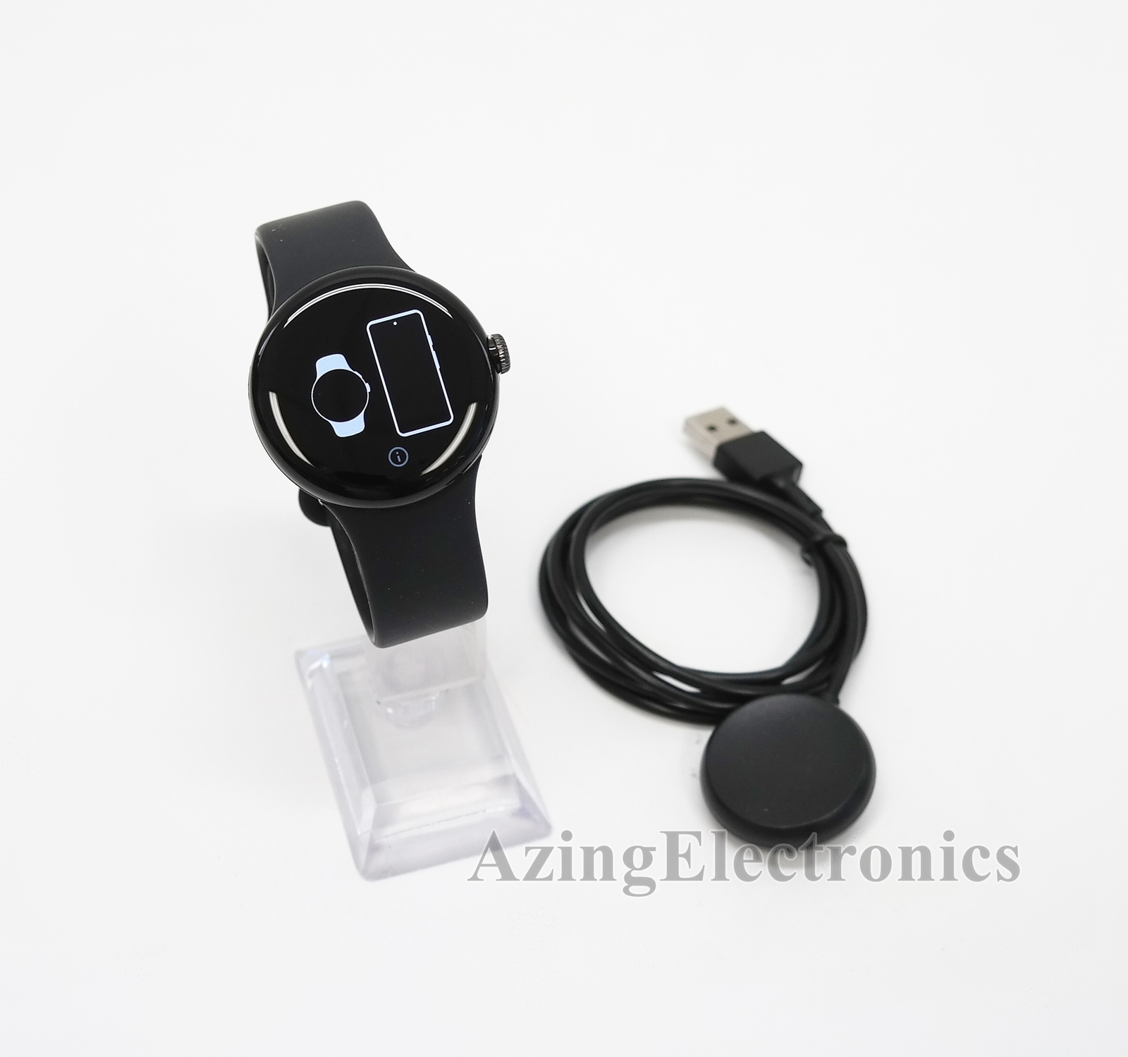 Google Pixel Watch 41mm Matte Black Stainless Steel Case GA03119-US L Size