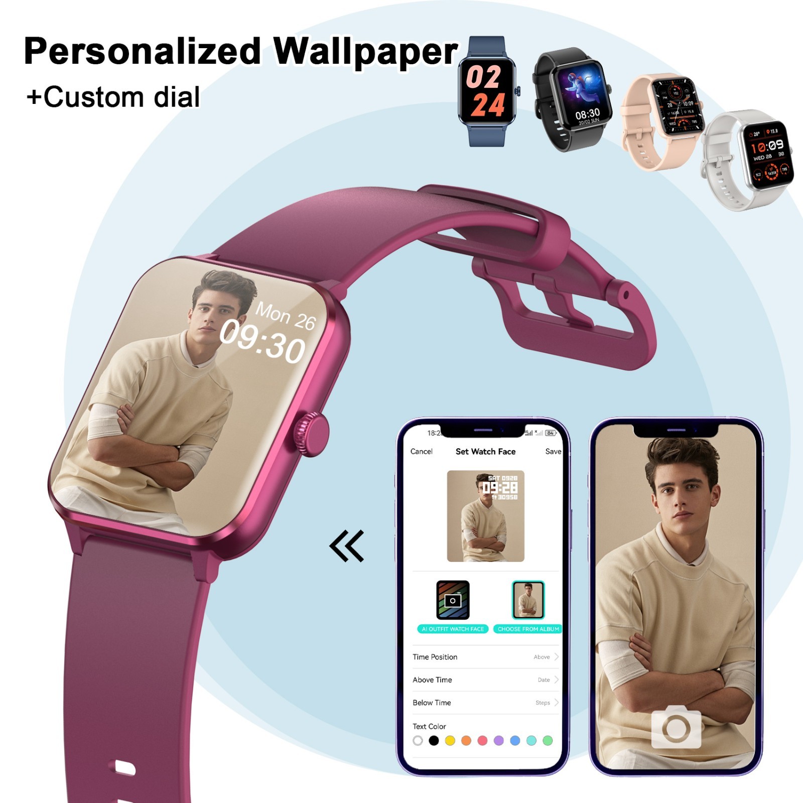Smart Watch Women Men with Blood Pressure, Blood Oxygen Monitor For IOS Android