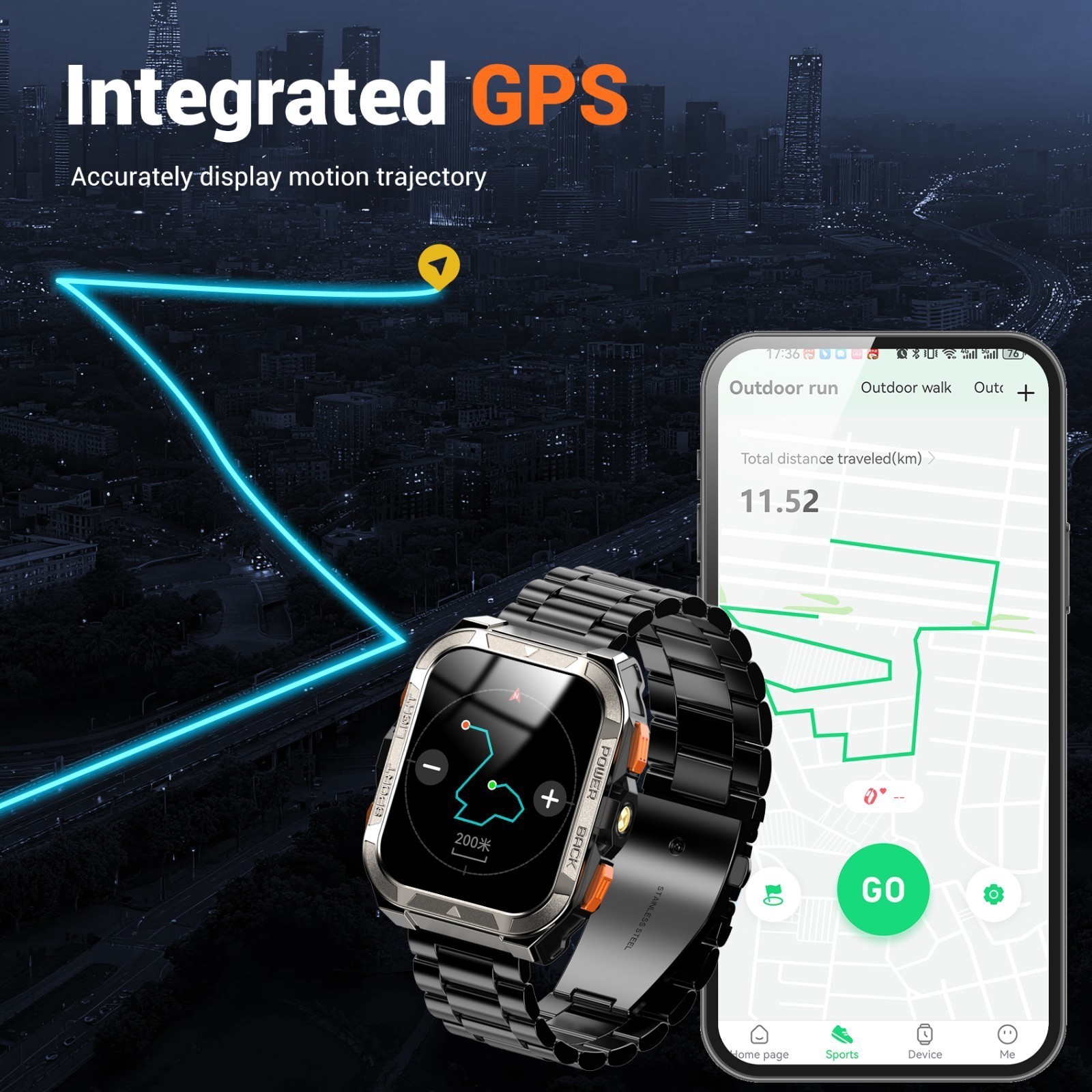 Blackview Military Rugged Smart Watch w/ GPS Position Smartwatch AI Translation