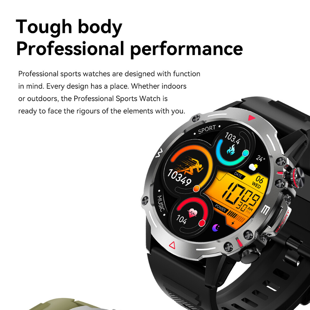 Military Smart Watch For Men’s (Call Receive/Dial) Rugged Sport Fitness Tracker