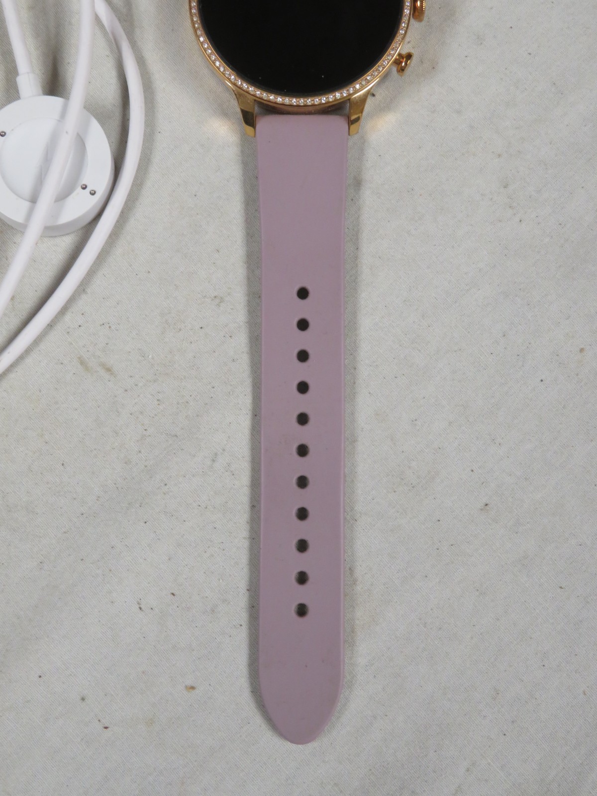 Fossil Women’s Gen 6 42mm Smartwatch Gold Face, Purple Silicone Band (FTW6080V)