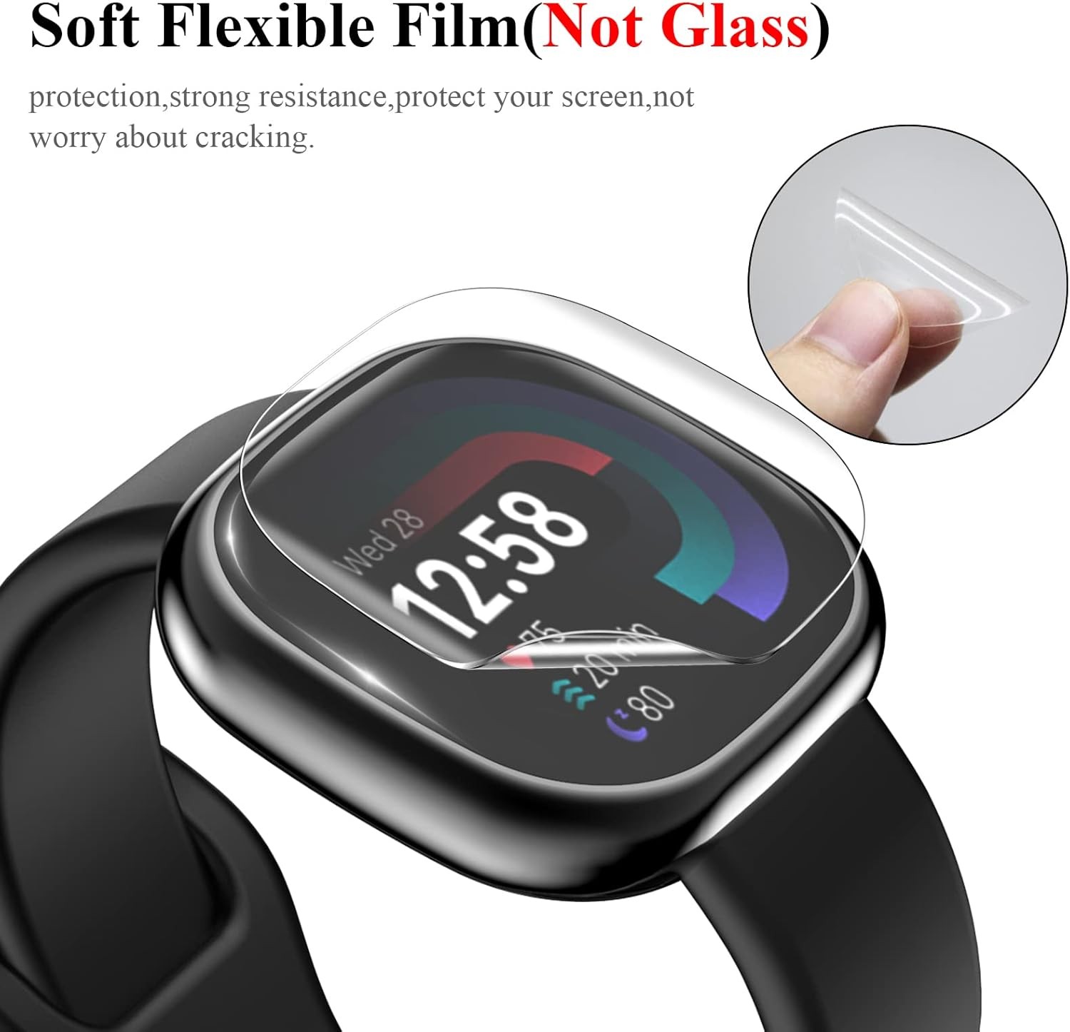 6 Pack Screen Protector for Fitbit Versa 4/Sense 2 Flexible Film HD Clear