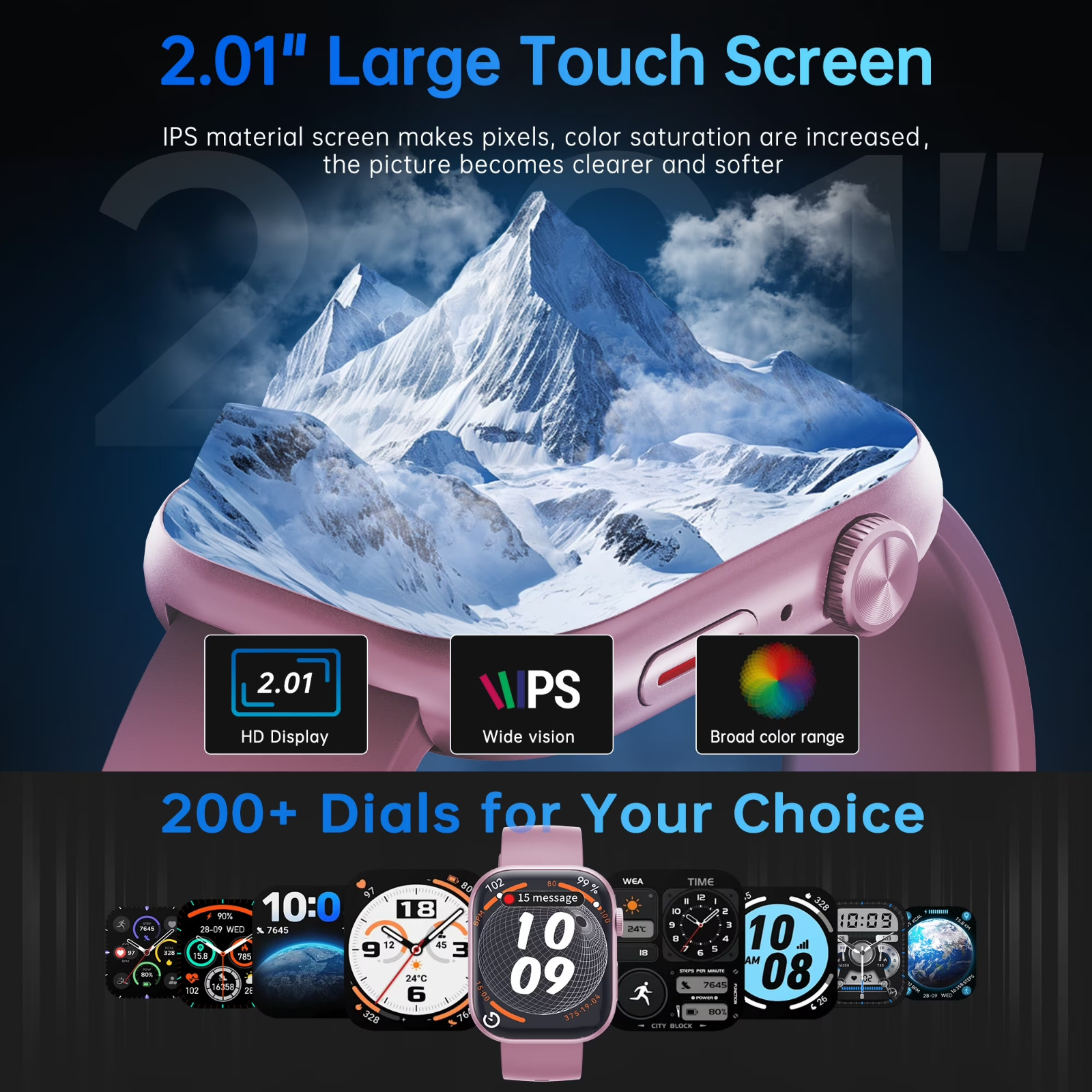 Smart Watch for Men Women, 2.01″ HD Touchsreen, Bluetooth Calling, IP68 Water-Re