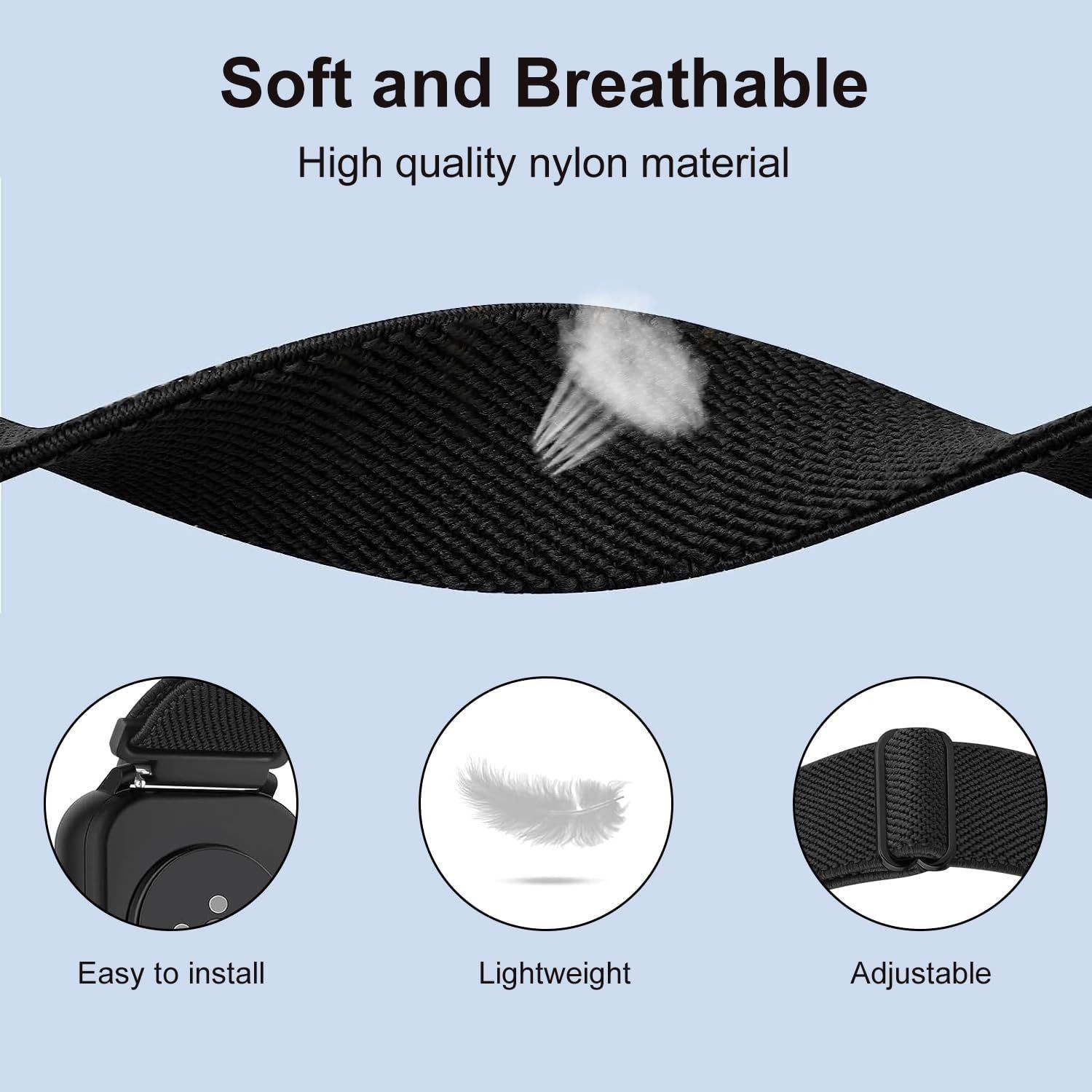 8 Pack Stretchy Nylon Strap Compatible with GTS 20mm Soft Loop