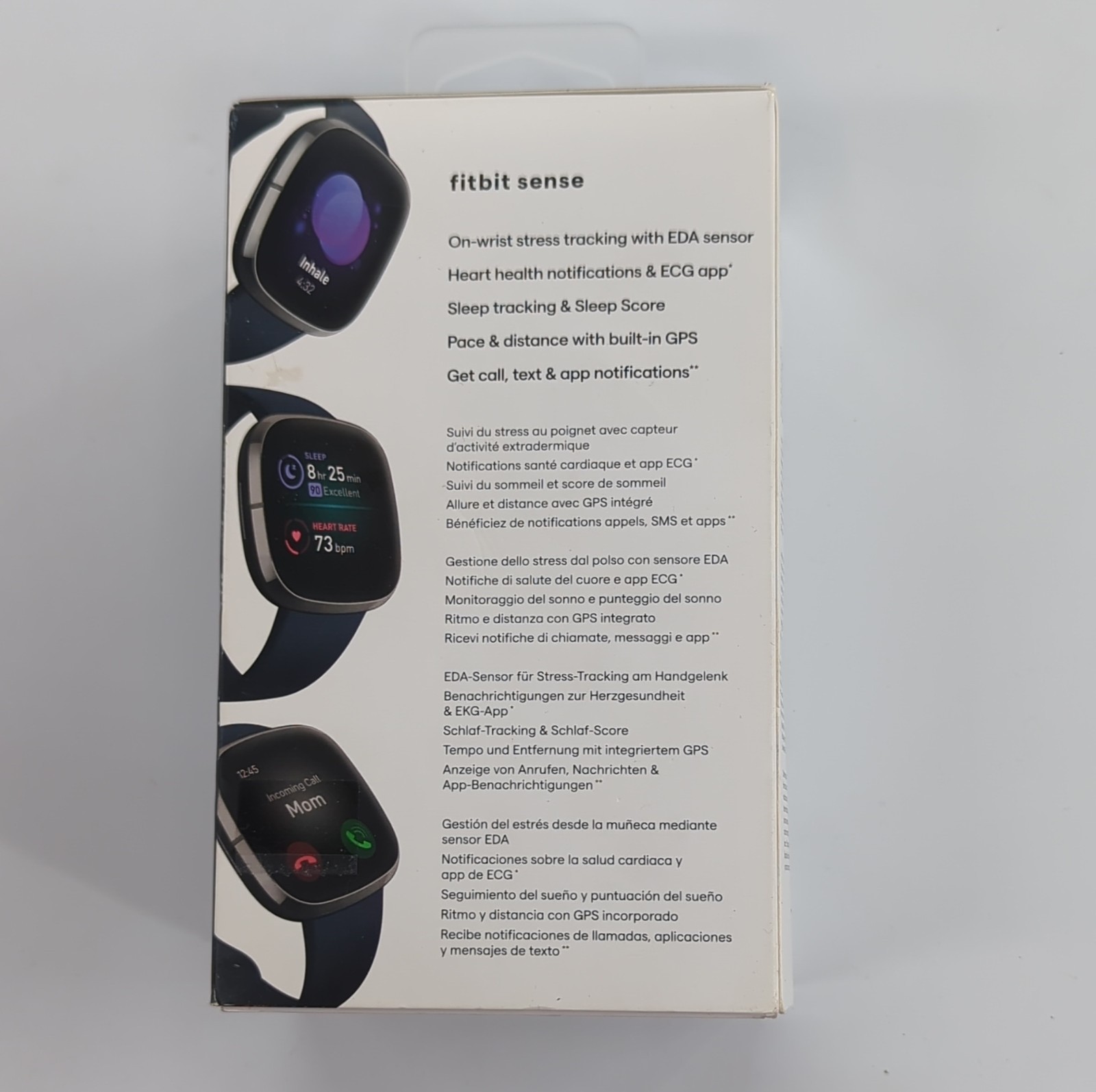 Fitbit Sense Smartwatch ECG GPS Heart Rate Monitor Black Silicone Band