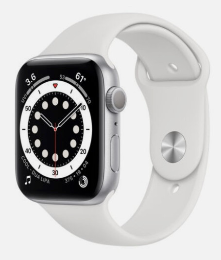 Apple Watch Series 6 44mm Silver Aluminum Case with White Sport Band (GPS +…