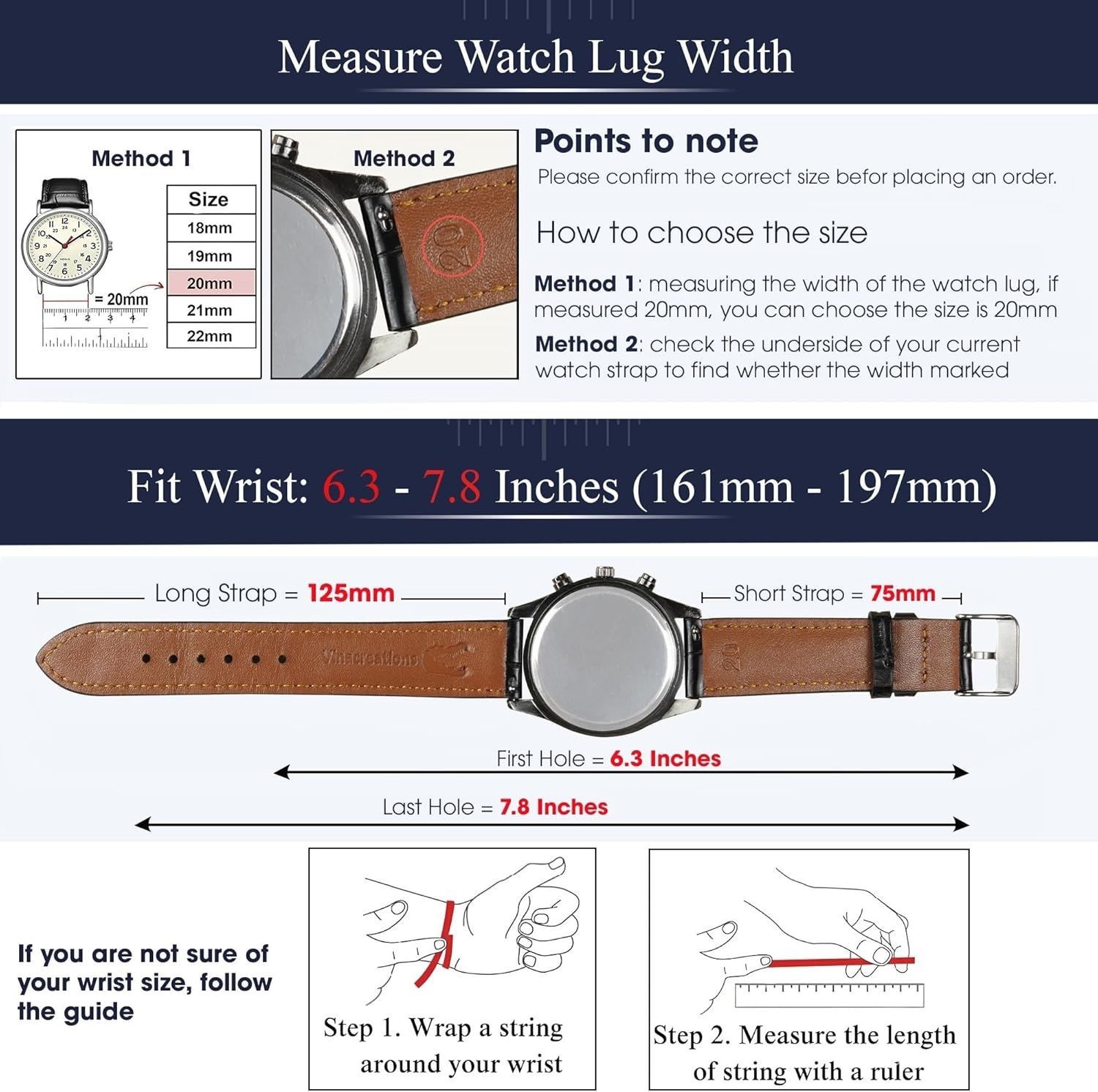 Strap Only For Men’s Watches | Vintage Cowhide Leather, Quick Release, Soft Leat