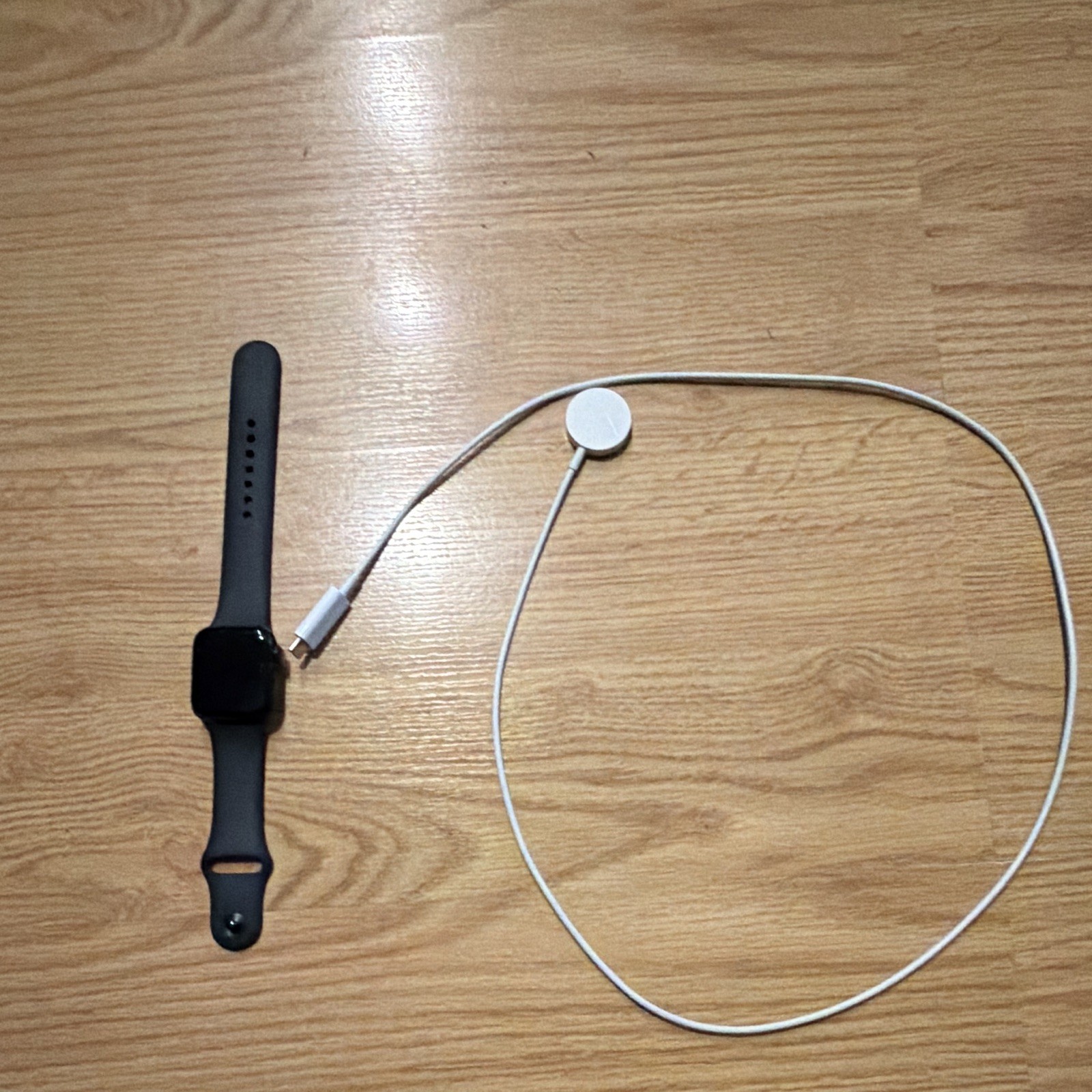 Apple Watch 44mm Black Aluminum Case Blue Silicone Band GPS Touch Water-Res