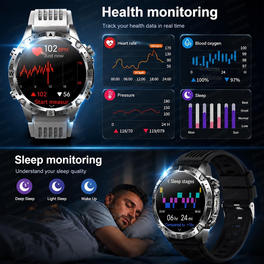 2026 GPS Smart Watch Dual Band GPS AMOLED 10ATM Military Bluetooth Call