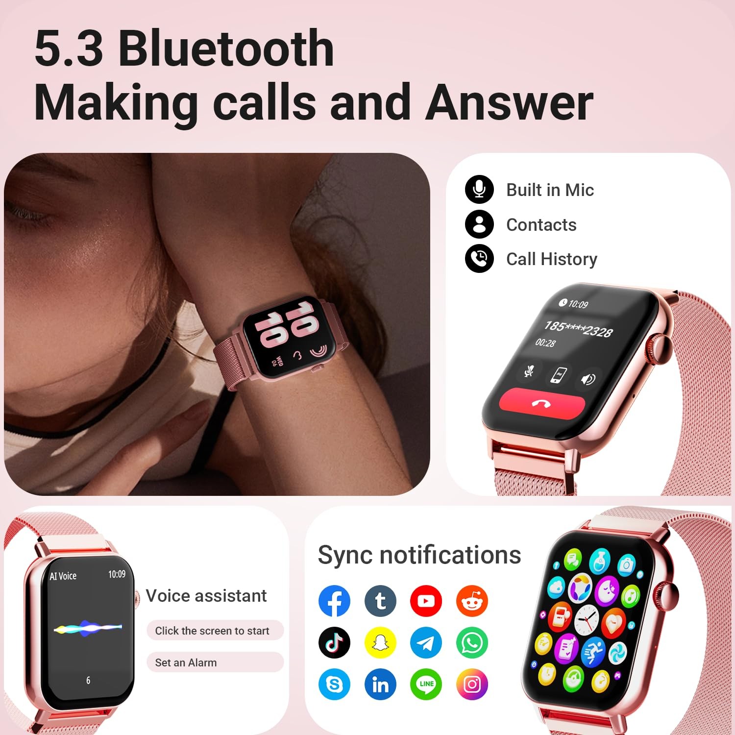 Smart Watches for Women, 1.83” HD Fitness Tracker with Answer/Make Calls, He…