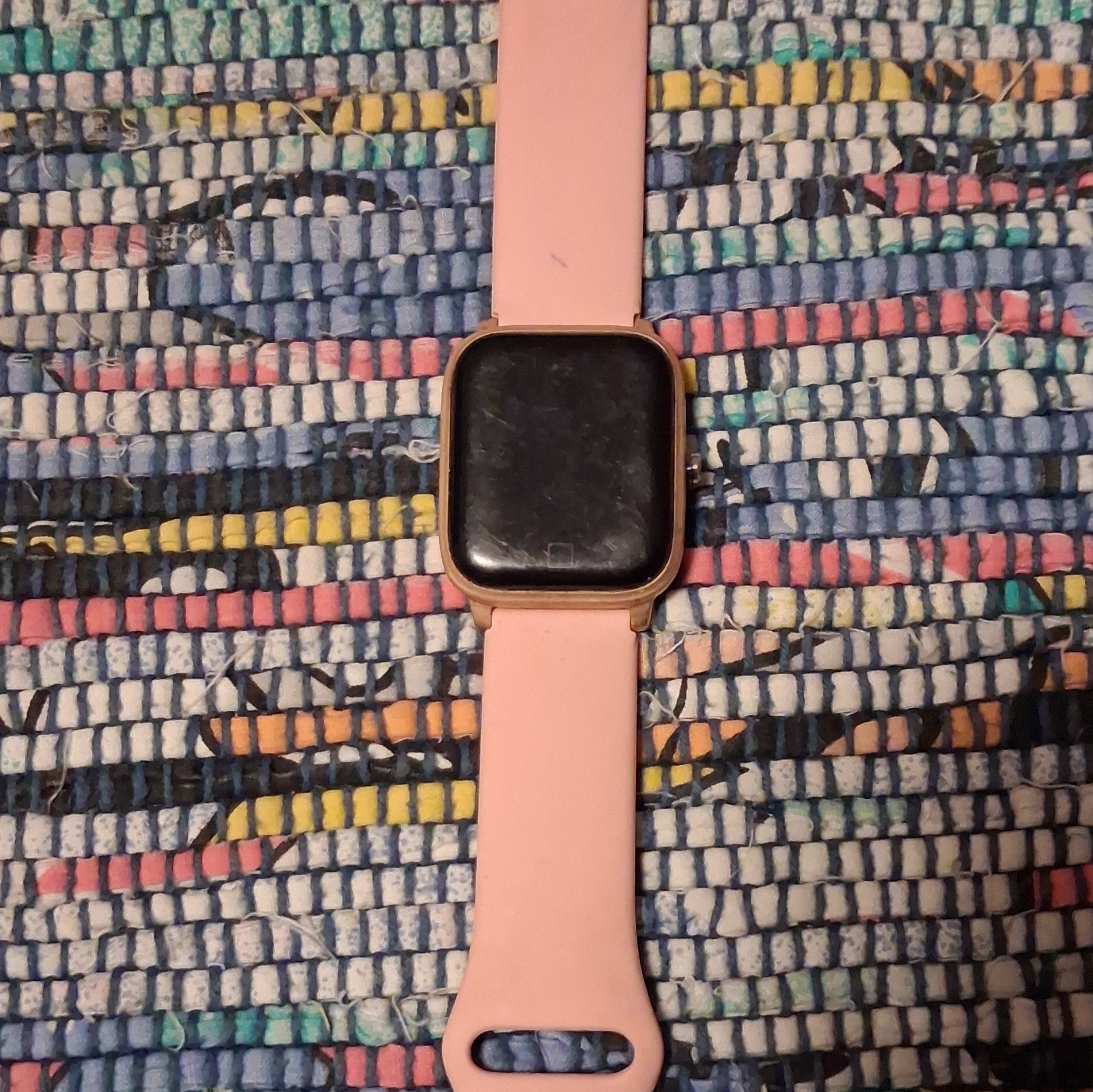 40mm Smart Watch Gold Metal Case Pink Silicone Band Heart Rate Android Wear