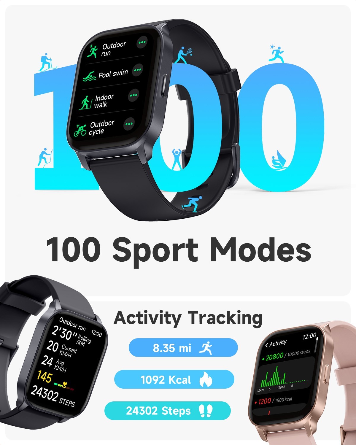 Smart Watch For Men/Women, Waterproof Smartwatch Bluetooth for iPhone Samsung