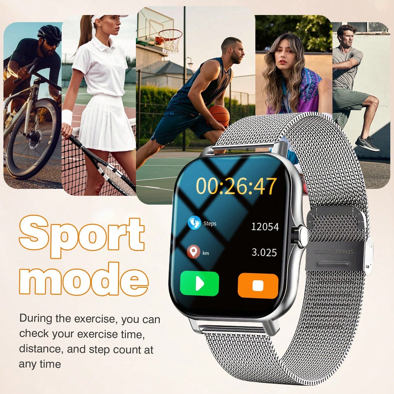 Smart Watch Bluetooth Call SMS Reminder Multi-Sport Mode Gift for Men Women