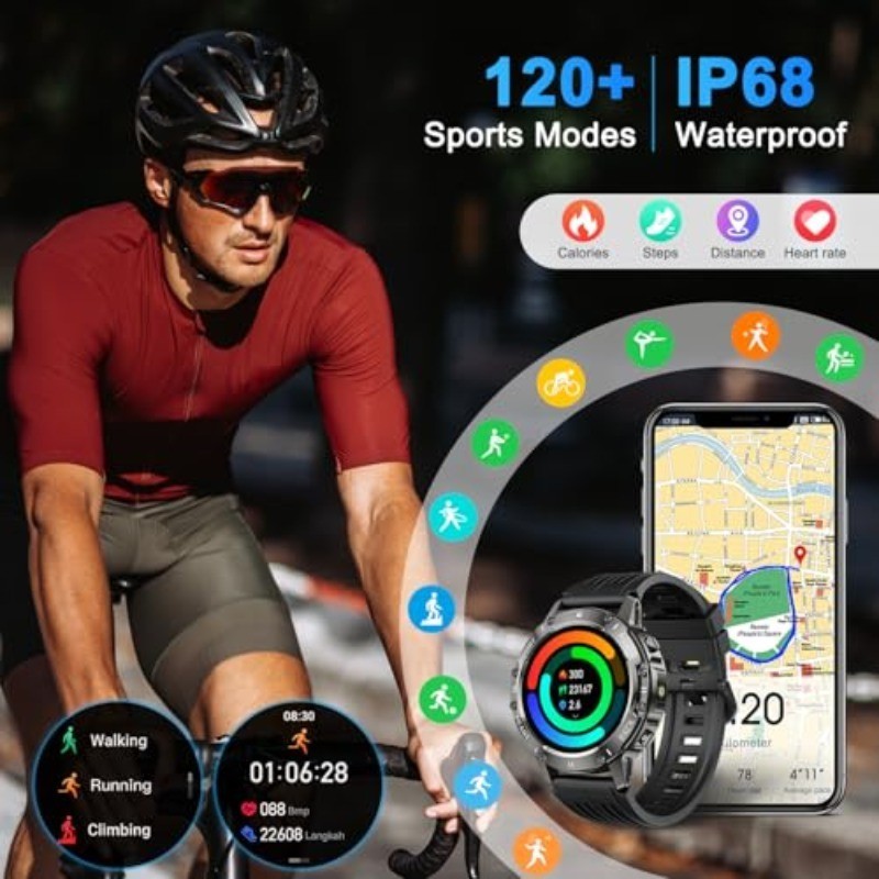 Smart Watch for Men Fitness Tracker: Military Make Answer Call Running Digital M