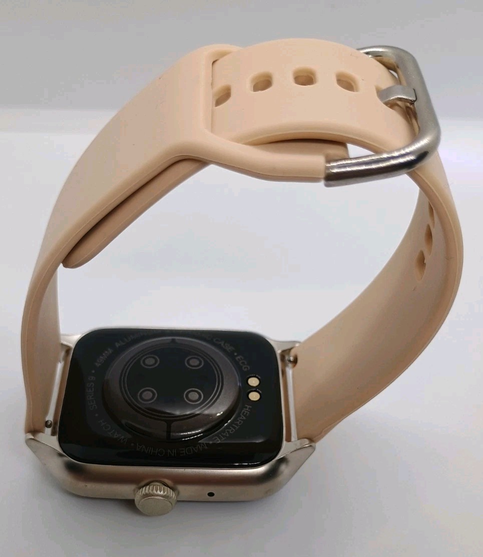 C20 Pro Smart Watch 45mm Gold Silicone Band Heart Rate Sleep Weather Music