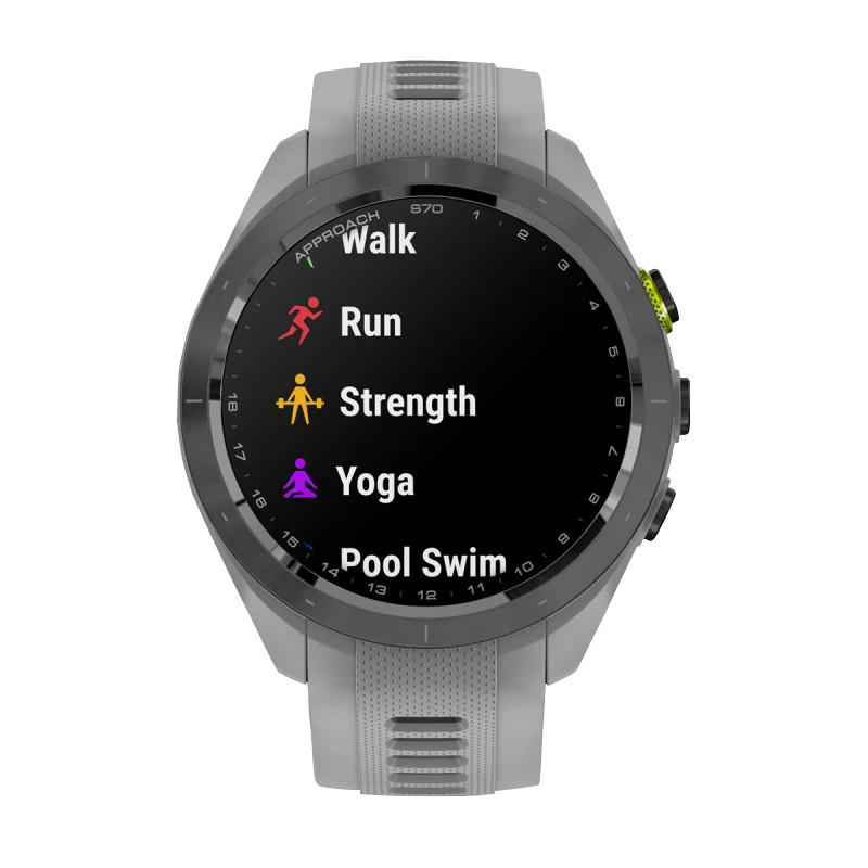 Garmin Approach S70, 42 mm Black/Amp Yellow with Gray Band (010-02746-01)