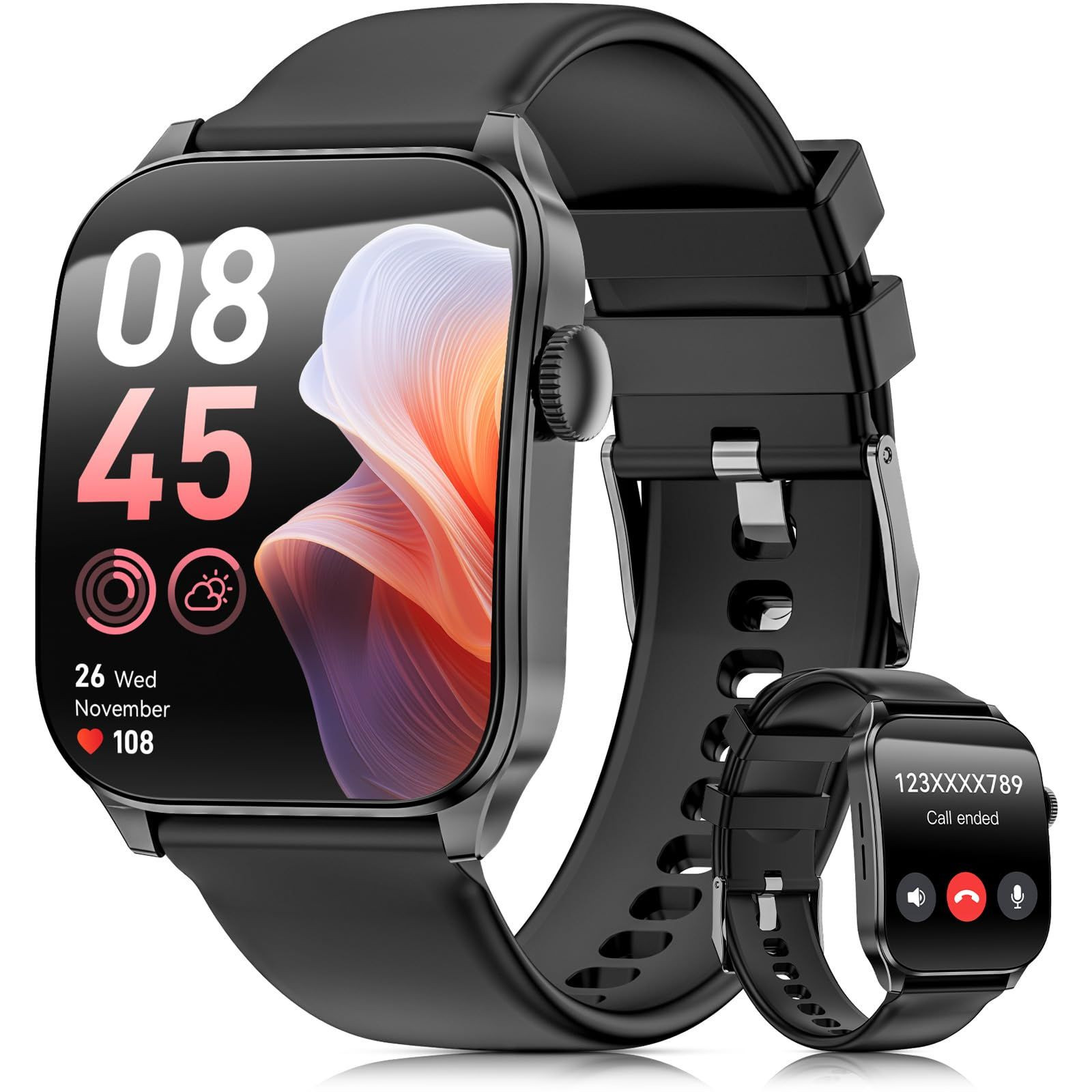 Smart Watches for Men Women, 1.91″ HD Curve Screen Standard, Black-km2