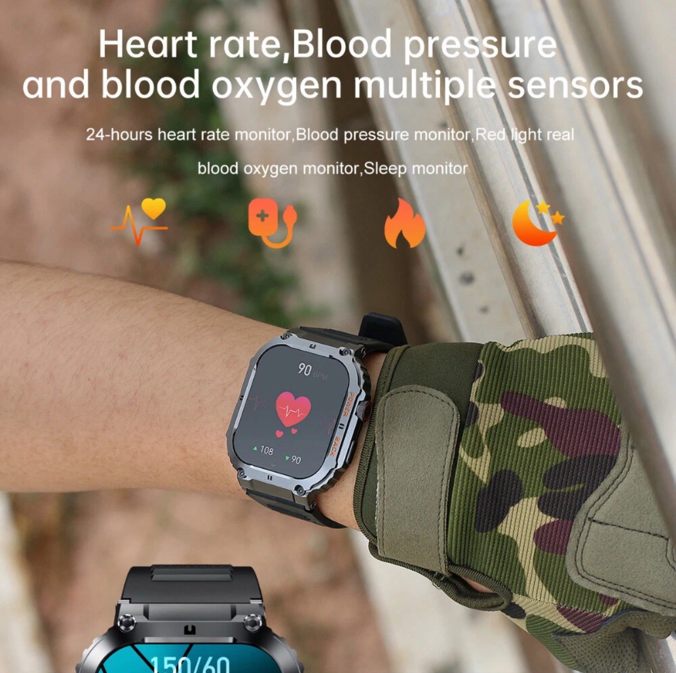 K57 Tactical Smartwatch Rugged 1.96″ HD Call Waterproof Military Grade Watch