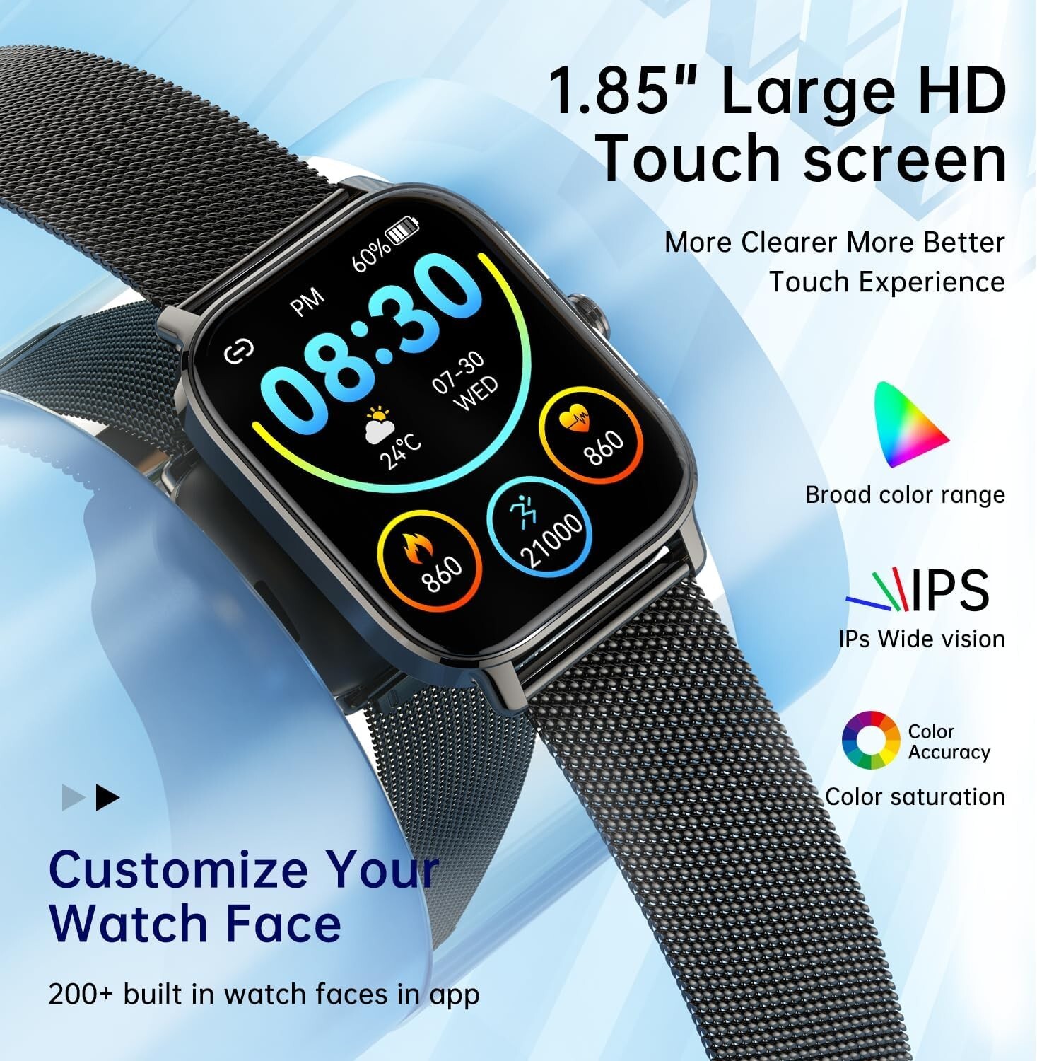 Smart Watch for Men Women Fitness: Bluetooth Make Answer Call Digital Mens watch
