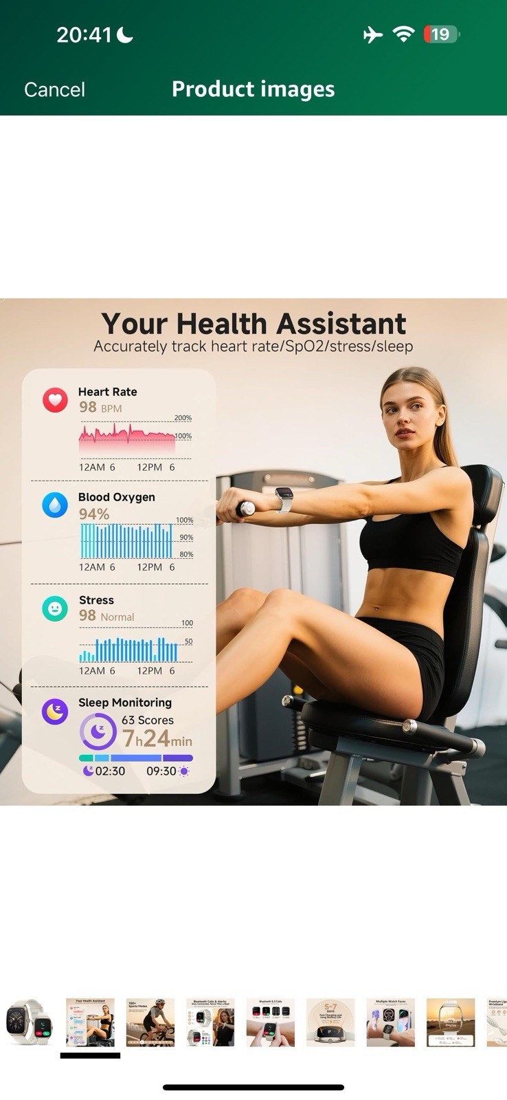 SOUYIE Smart Watch SOS Alert, 1.85″ Fitness Tracker 100+ Sports Modes Heart Rate