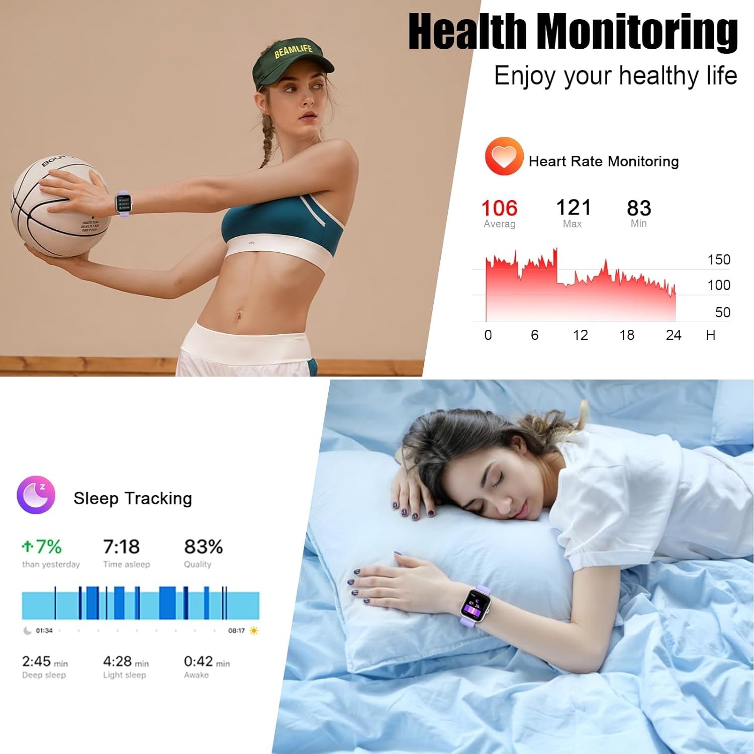 Women’s Smart Watch Bluetooth SmartWatch For Apple iPhone iOS and Android