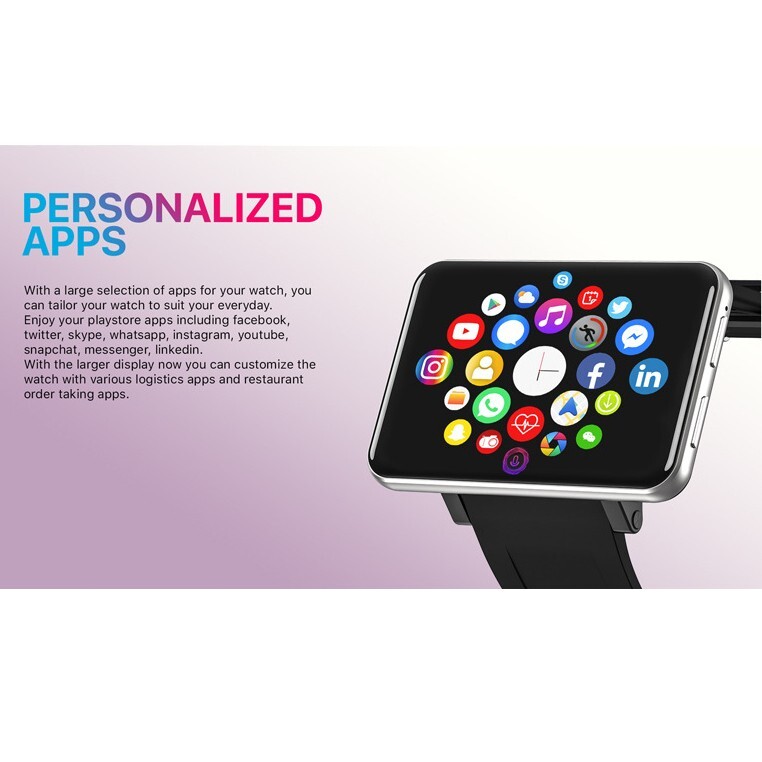 Big Screen 4G LTE 3GB+32GB Android Smart Watch 2.86″ Touchscreen GPS WiFi Camera