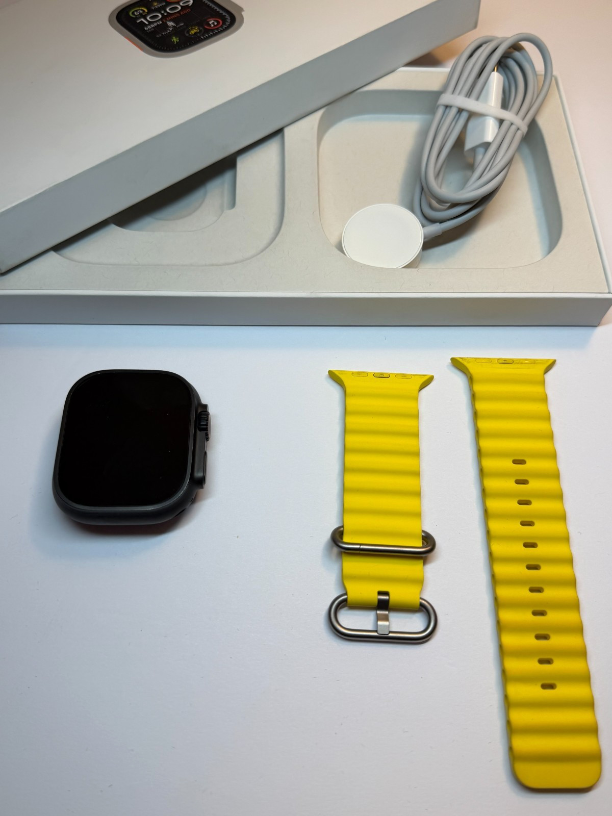 Apple Watch Ultra 2 49mm Black Titanium | 99% Battery | RARE Yellow Ocean Band
