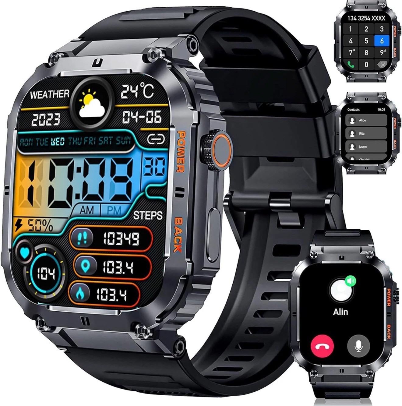 K57 Tactical Smartwatch Rugged 1.96″ HD Call Waterproof Military Grade Watch