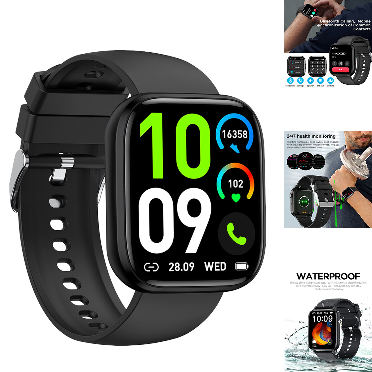 Smart Watch Bluetooth Call Heart Rate Blood Pressure Fitness Monitor Waterproof