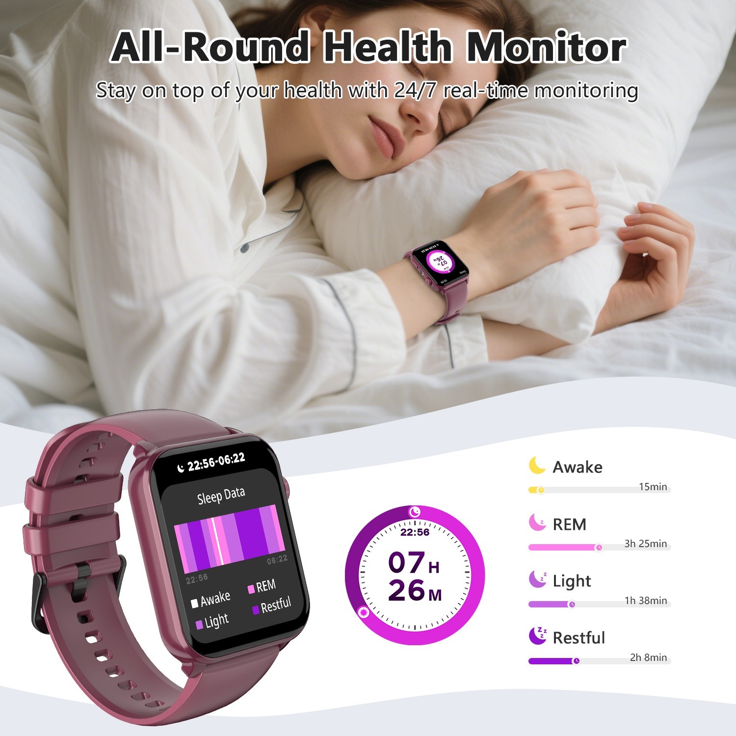Smart Watch Women Men Fitness Tracker Blood Pressure Heart Rate Sport Watches US