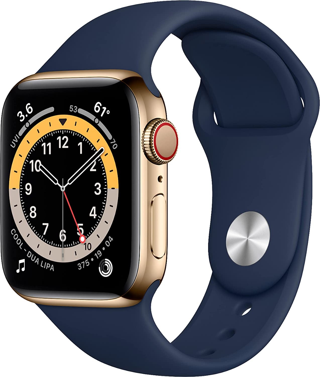 Apple Watch Series 6 GPS + LTE 40MM Gold Stainless Steel Case & Navy Sport Band