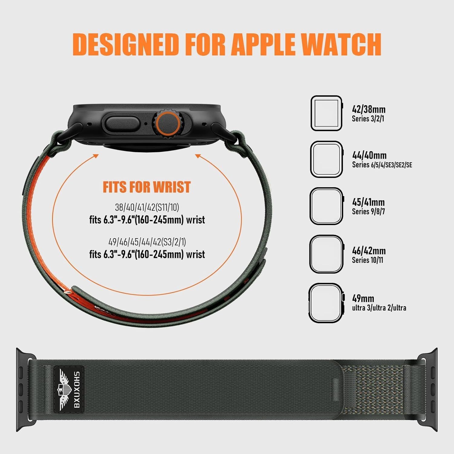 Nylon Strap Compatible with Apple Watch Ultra 3 2 Series 44mm Soft Breathable