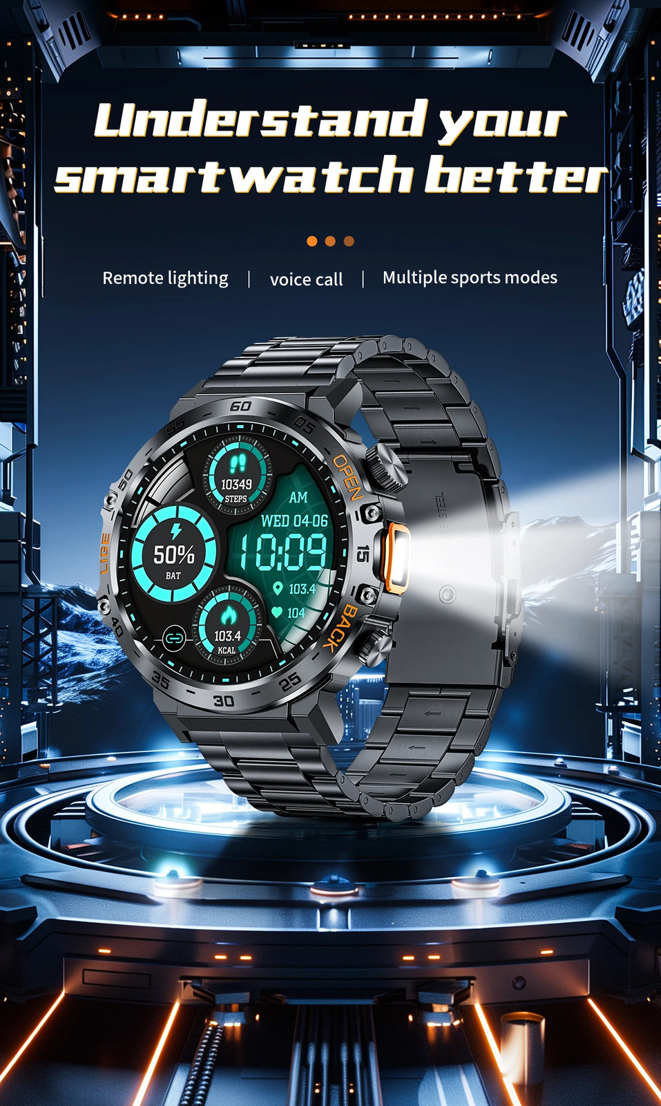 LIGE Smart Watch Men 360*360 AMOLED HD Screen Waterproof Sport Fitness Watches