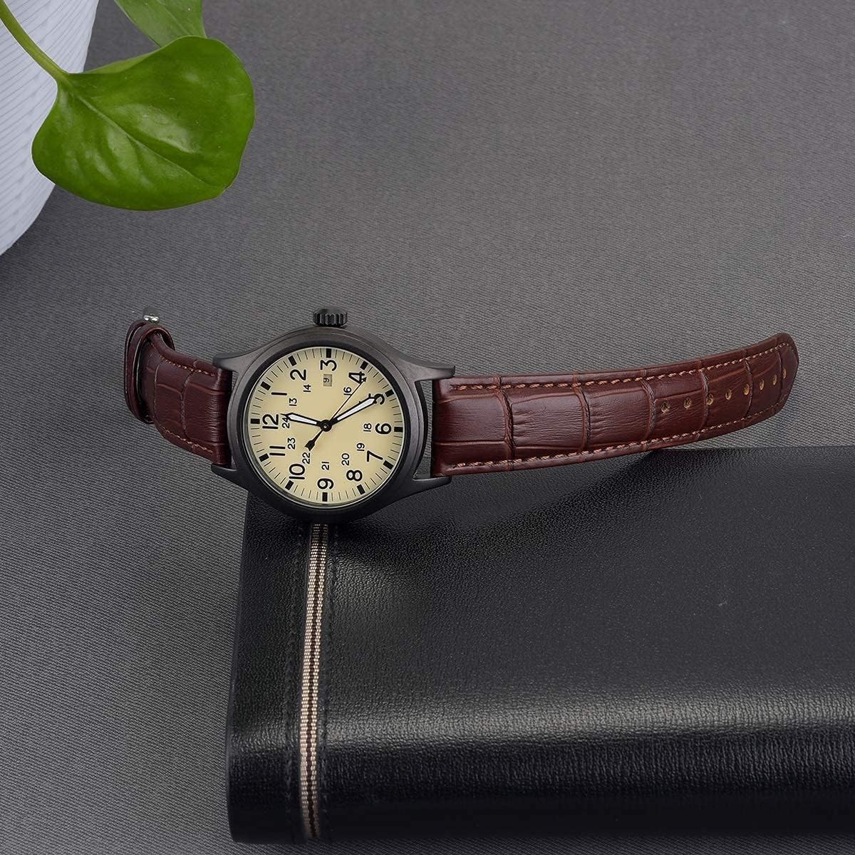 Leather Strap Compatible with 12mm 14mm 16mm 18mm 20mm 22mm Watches