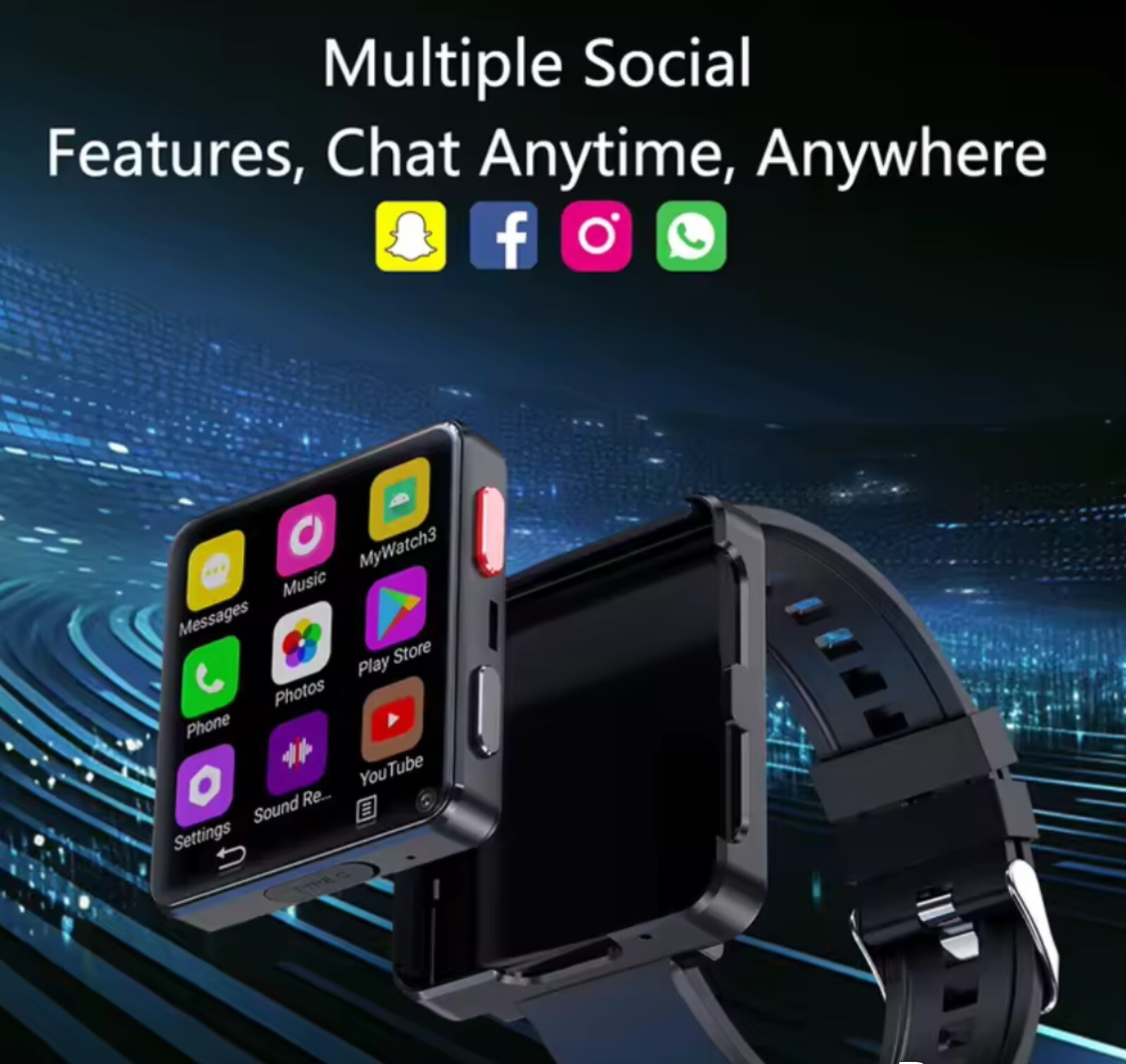 2.64″ Large Screen 4G Smart Watch Pad Android 11 WiFi 5MP Camera Wristwatch