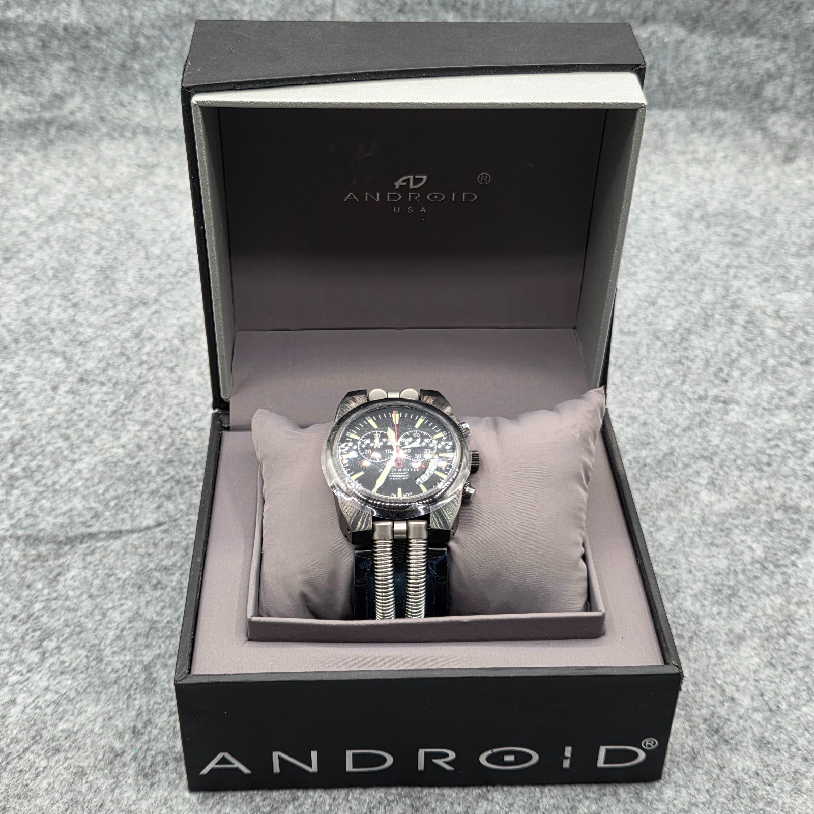 ANDROID HYDROMATIC MODEL AD 430 BLACK IP QUARTZ CHRONOGRAPH NEED BATTERY