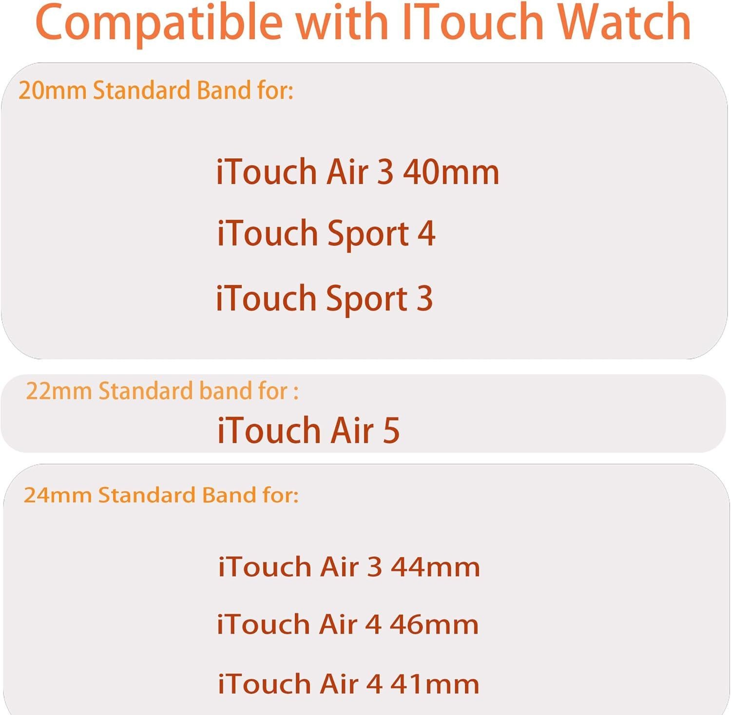 Silicone Sport Strap Compatible with iTouch AIR 5 40mm, 44mm, 41mm, 46mm