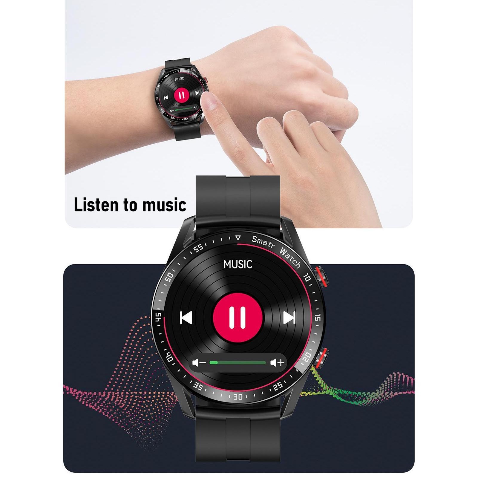 1.5in Full Touch Smartwatch Metal Strap Bluetooth Sports Watch For Daily Use